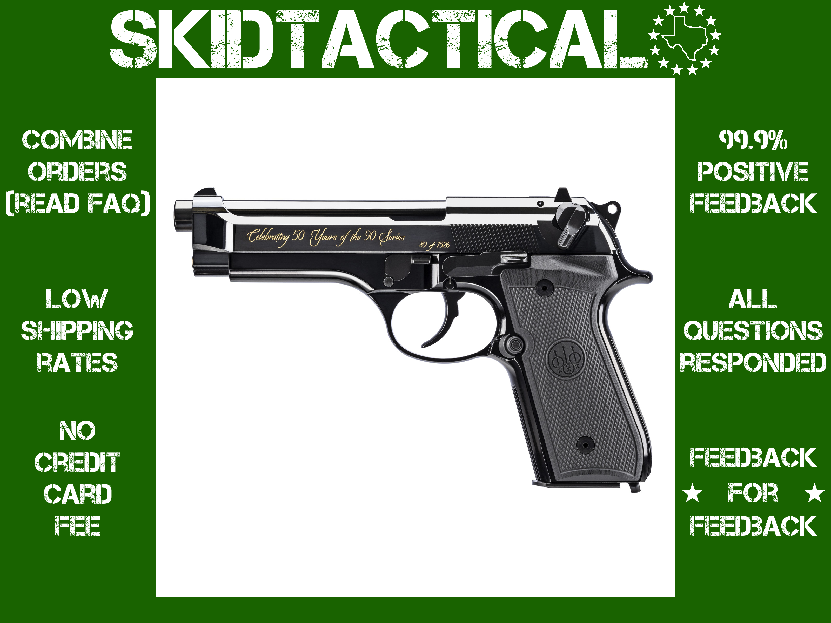Beretta 92SB 50th Anniversary DA/SA 4.9" 9mm 15rd Fixed Sights - Black-img-0