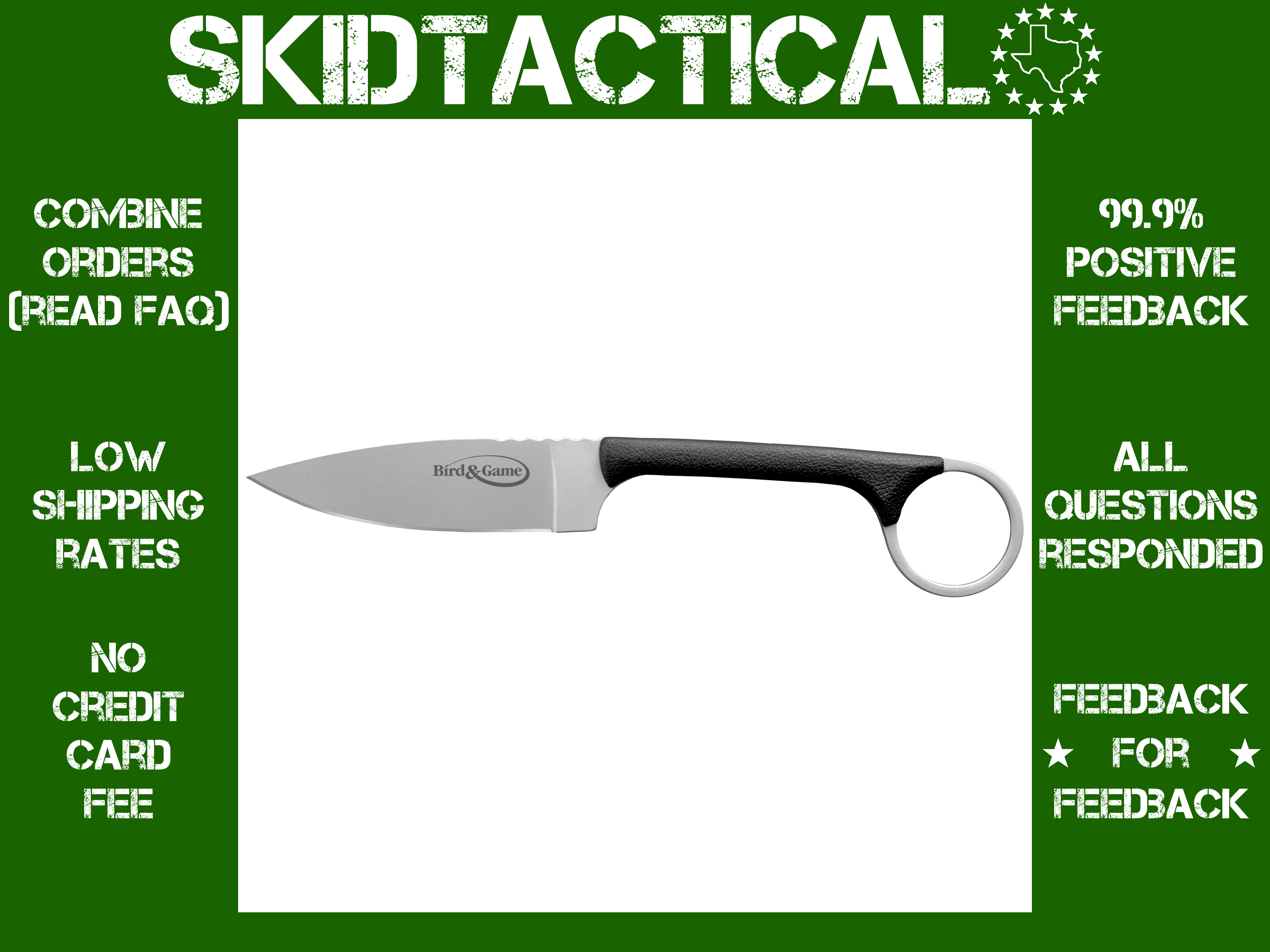 Cold Steel Bird & Game AUS 8 Fixed Blade Knife 3.5" - Silver-img-0