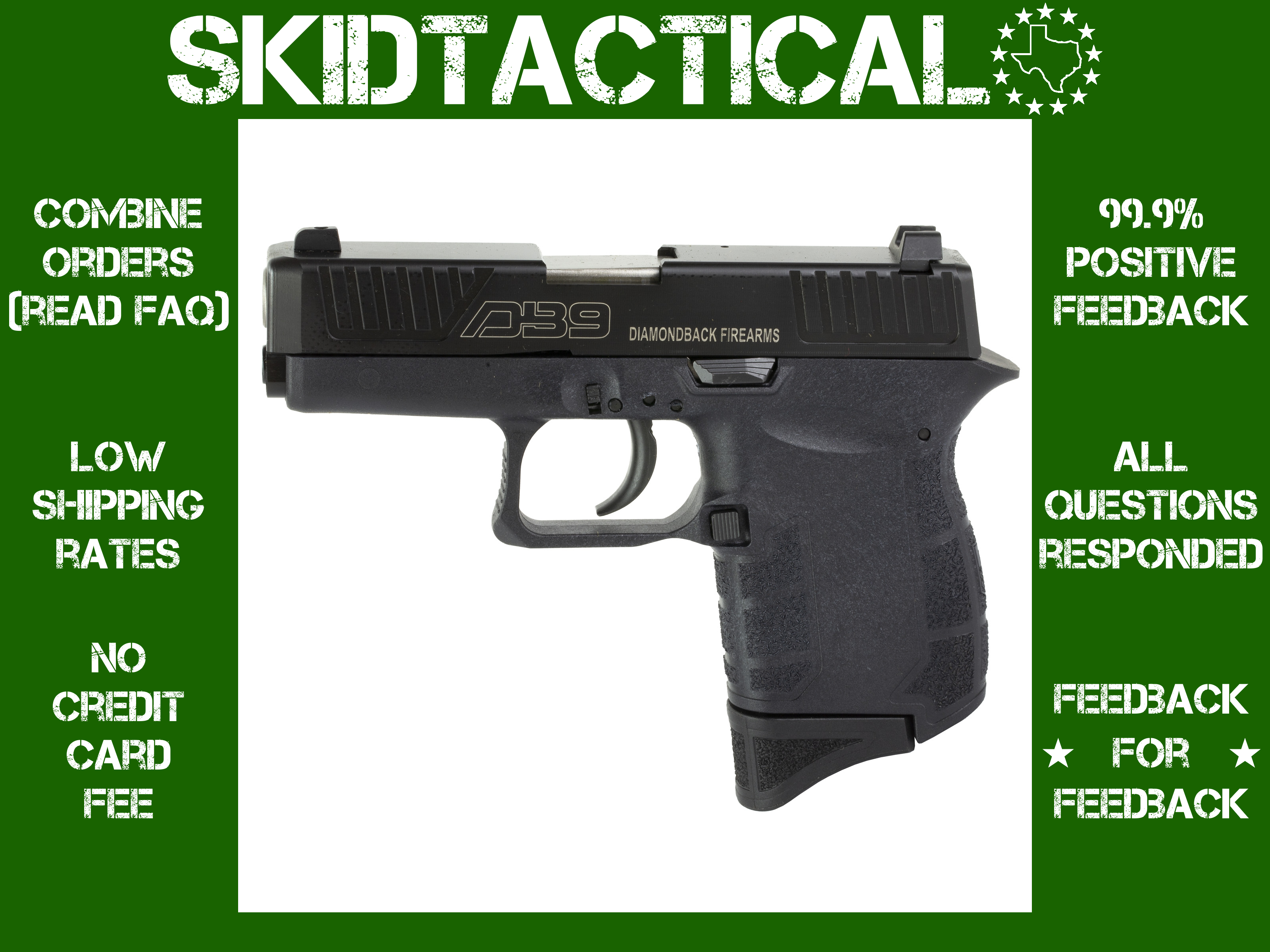 Diamondback Firearms DB9 Striker Fired 3" 9MM 6 Rounds Fixed Sights - Black-img-0