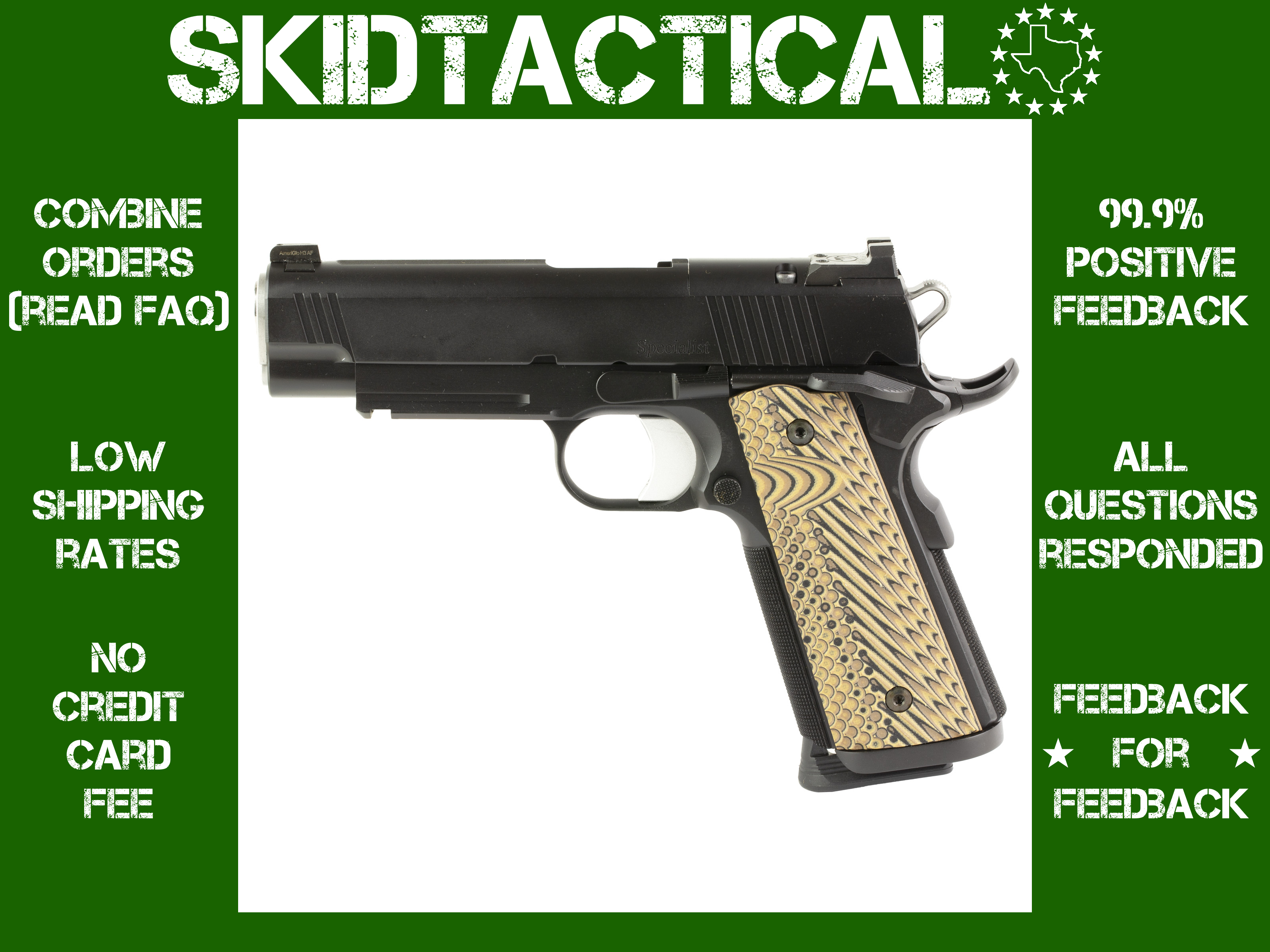 Dan Wesson SPECIALIST 1911 4.25" 45 ACP 8 Rounds Night Sights - Black-img-0