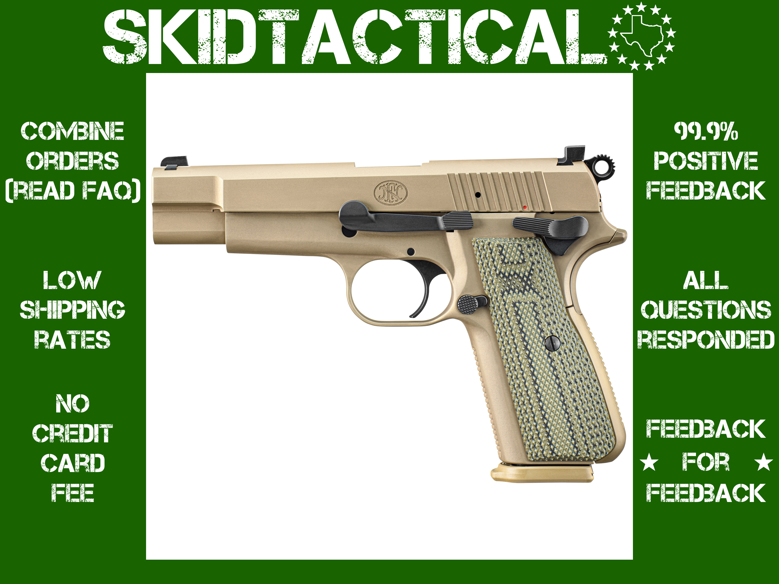 FN High Power 4.7" 9MM 10 Rounds Adjustable Sights - Flat Dark Earth-img-0