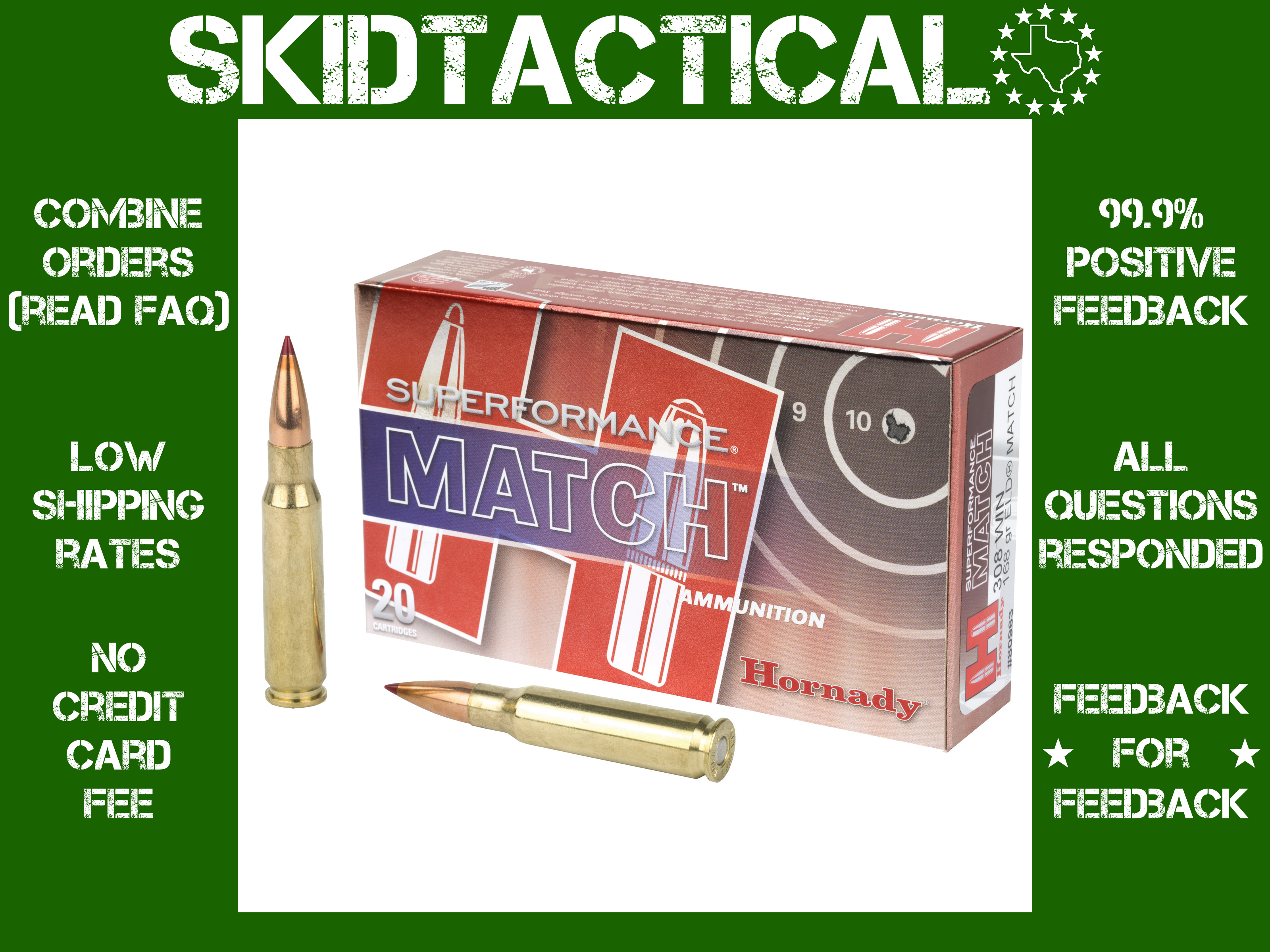 Hornady Superformance Match 308 Winchester 168gr ELD Match - 20rd-img-0