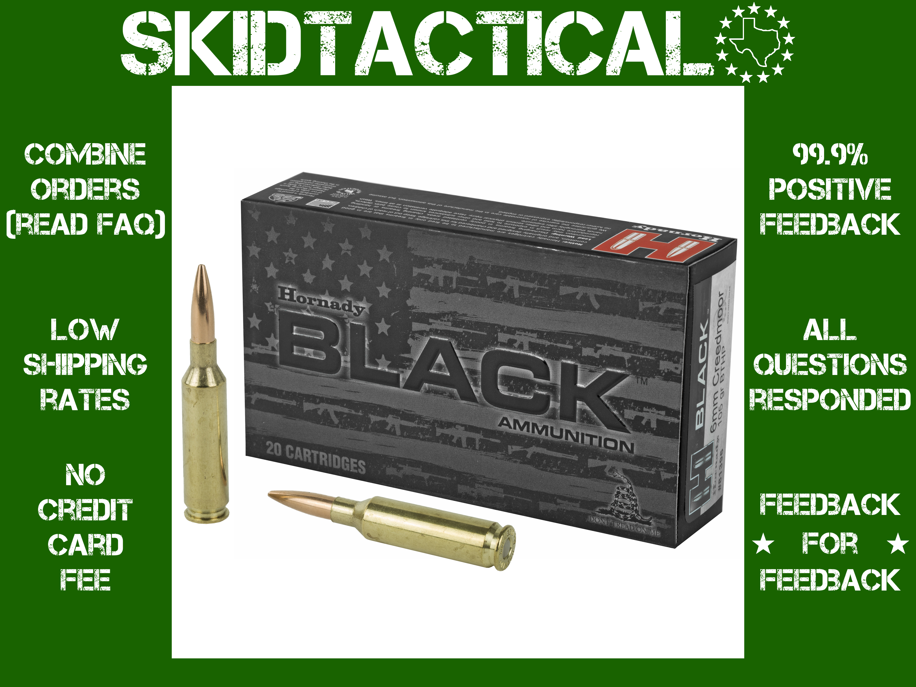 Hornady BLACK 6MM Creedmoor 105gr Boat Tail Hollow Point - 20rd-img-0