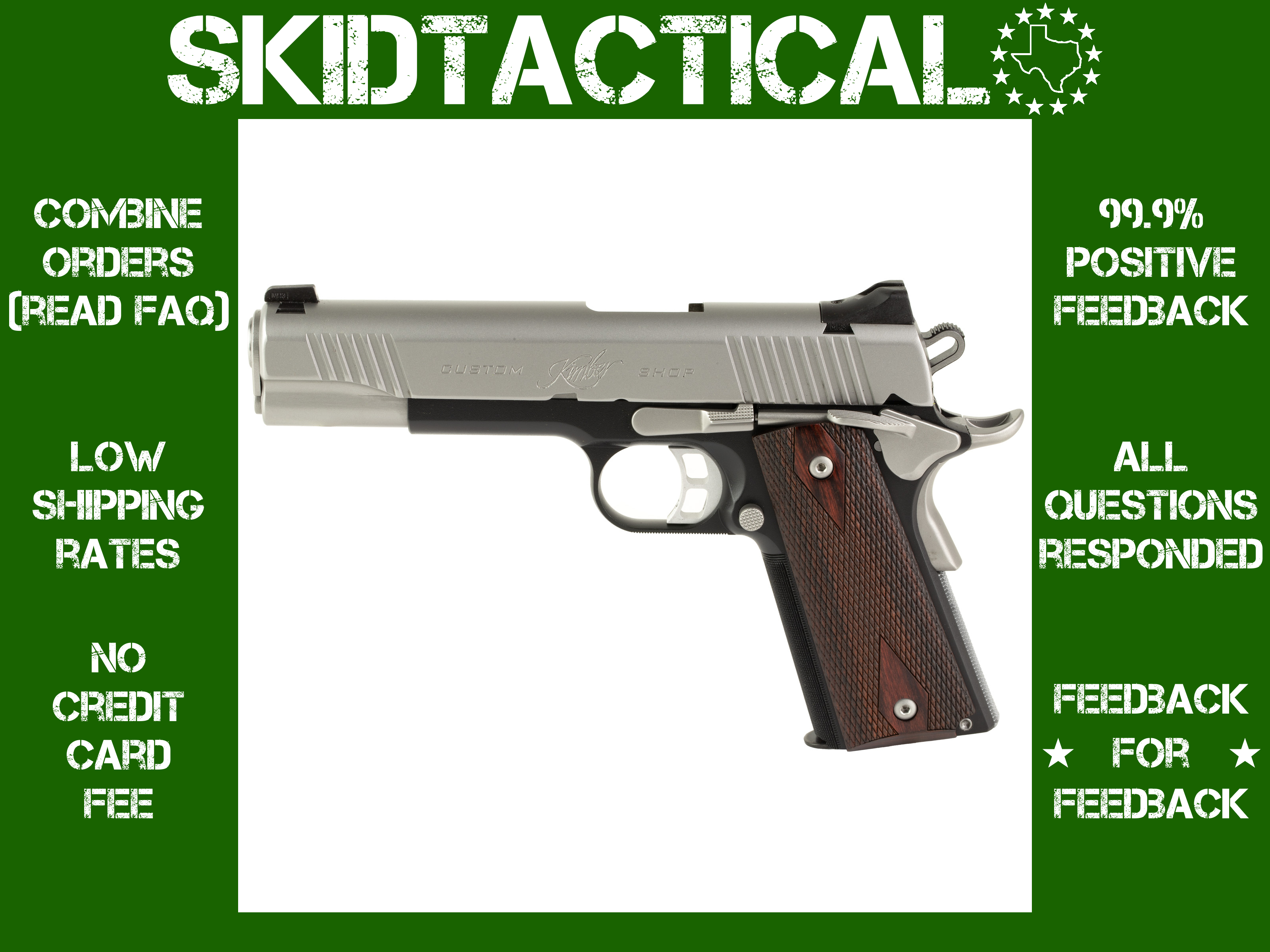 Kimber America Custom II Cali 1911 5" 45 ACP 7 Rounds Tritium Night Sights -img-0