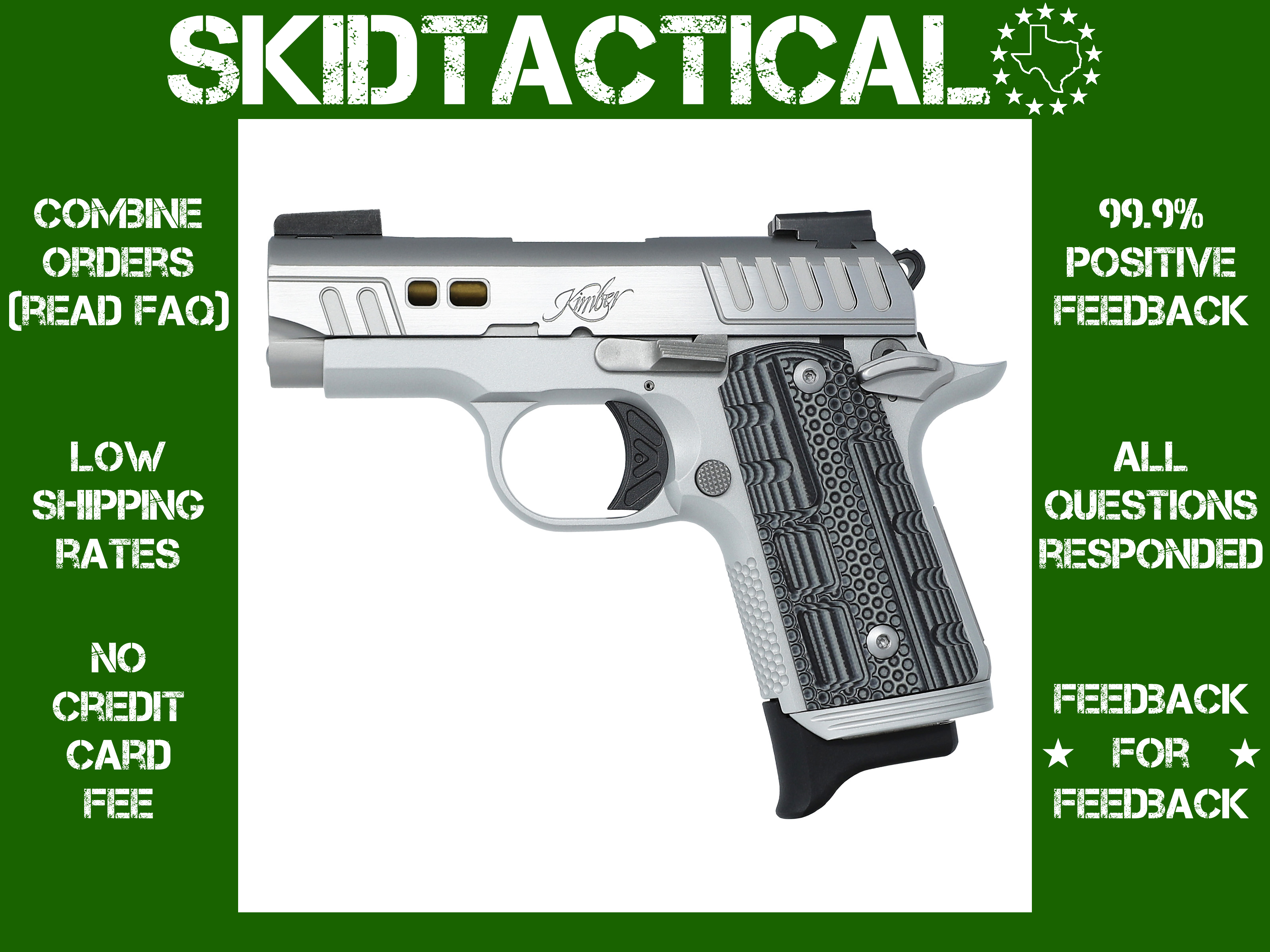 Kimber America Micro 9 1911 3.15" 9MM 7 Rounds Night Sights - Silver-img-0