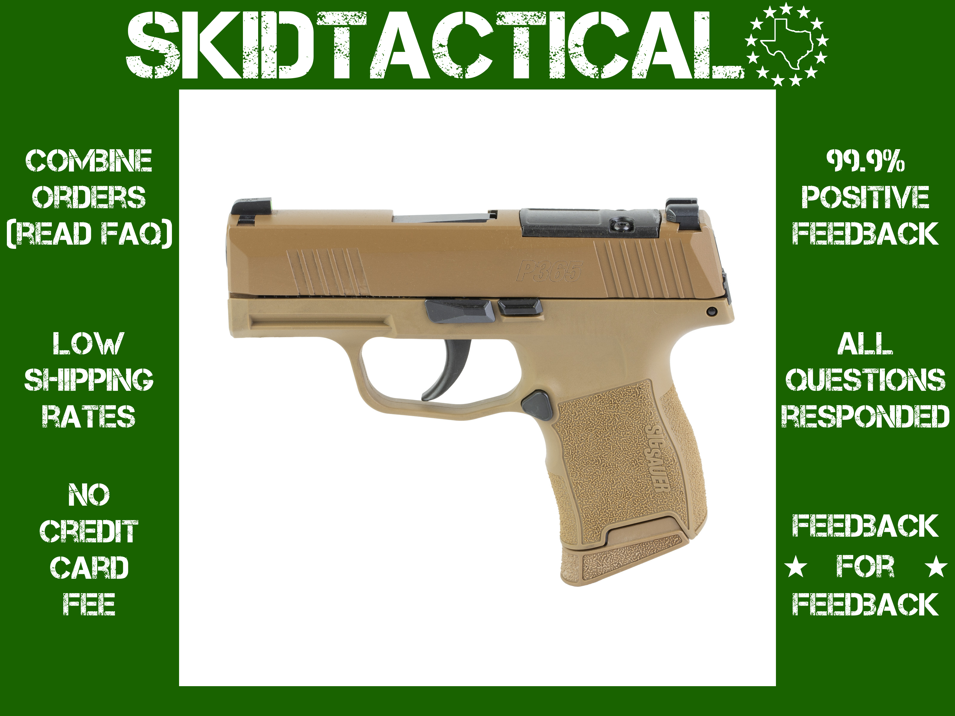 Sig Sauer P365 Striker Fired 3.1" 9MM 10 Rounds Night Sights - Coyote-img-0