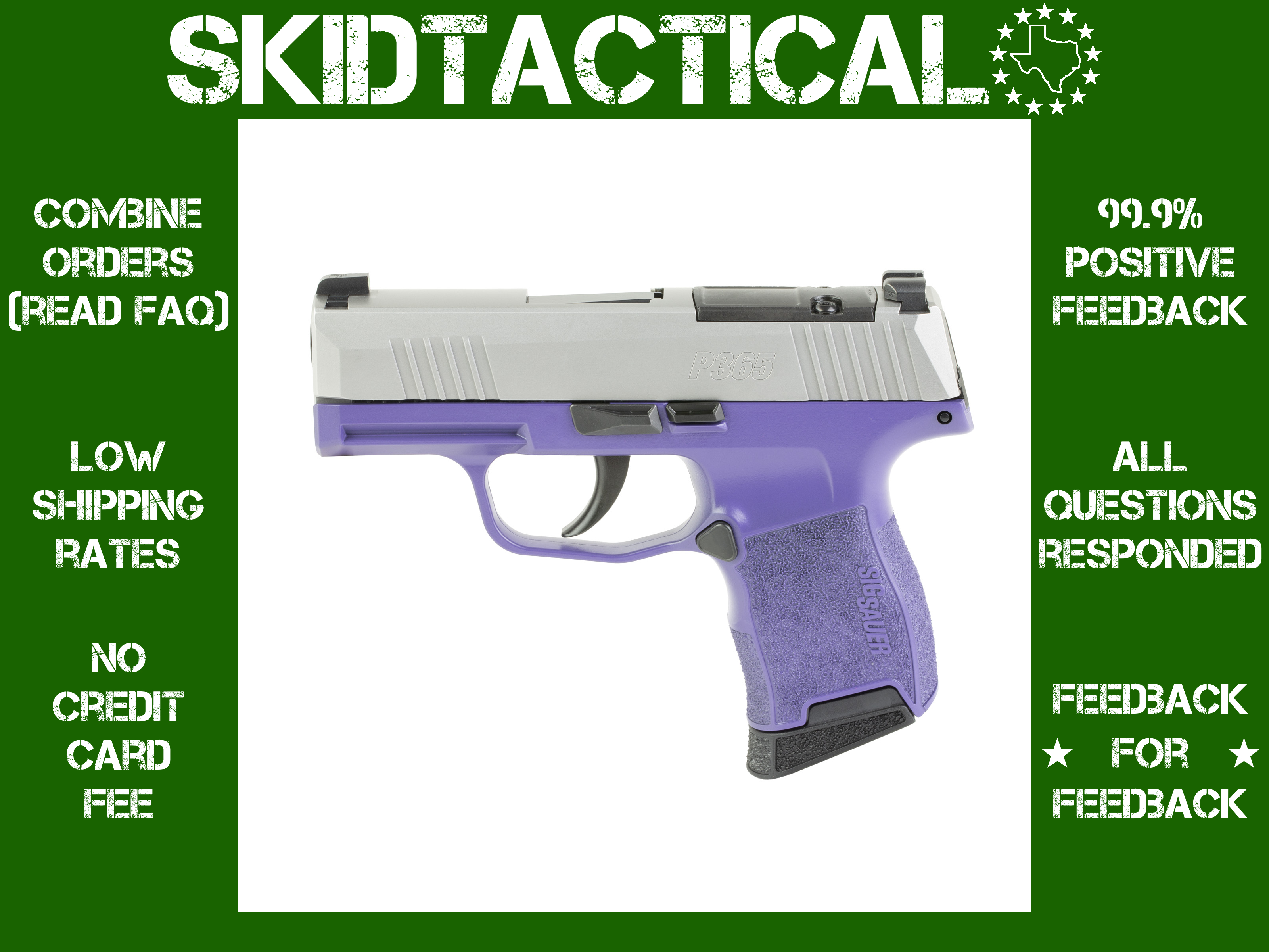 Sig Sauer P365 Purple Rain Striker Fired 3.1" 9MM 10 Rounds Night Sights - -img-0
