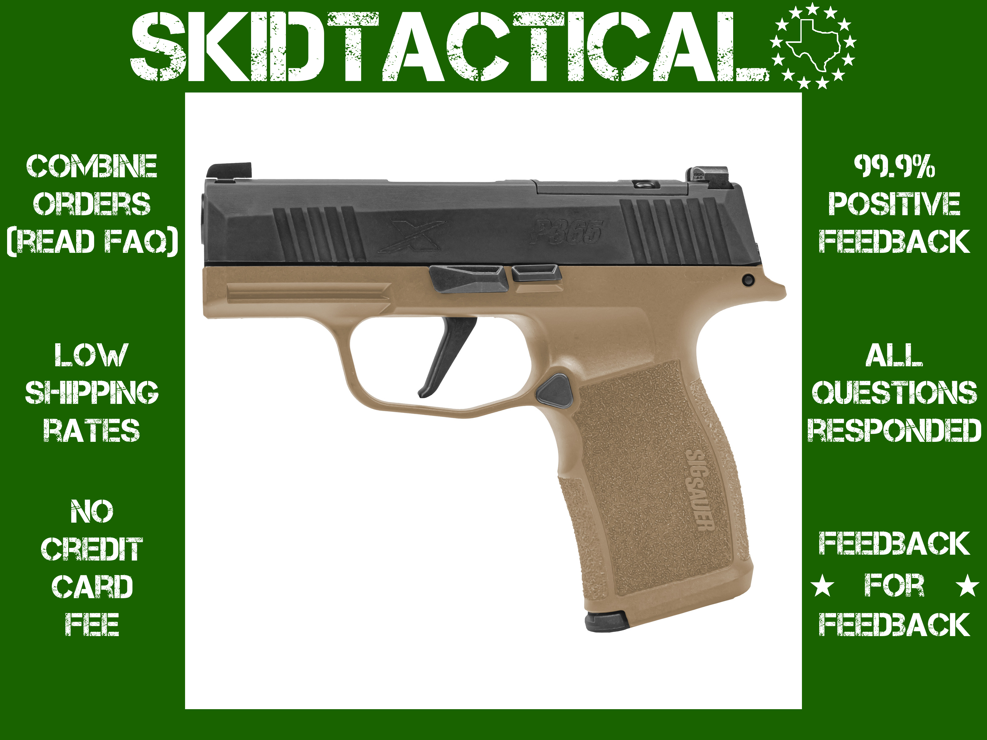 Sig Sauer P365X Striker Fired 3.1" 9mm 12rd Night Sights - Black, Coyote-img-0