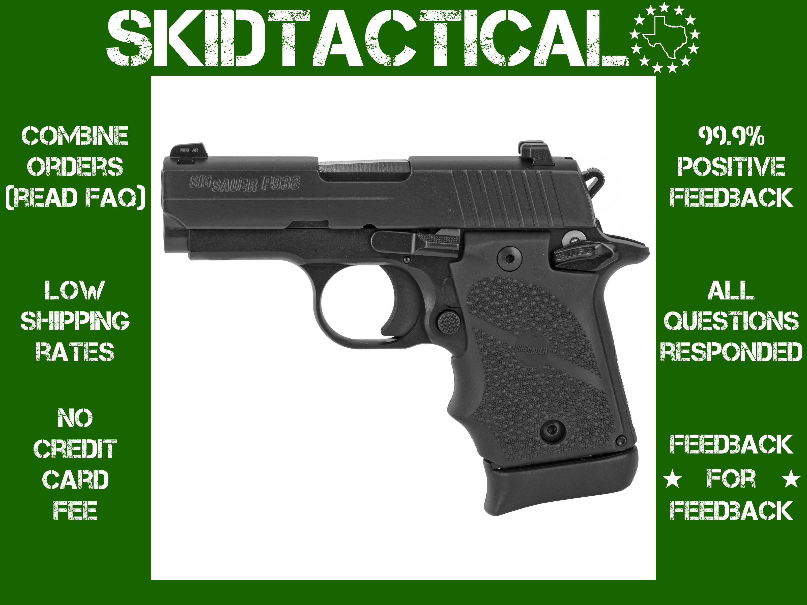 Sig Sauer P938 BRG Single Action Only 3" 9MM 7 Rounds Night Sights - Black-img-0