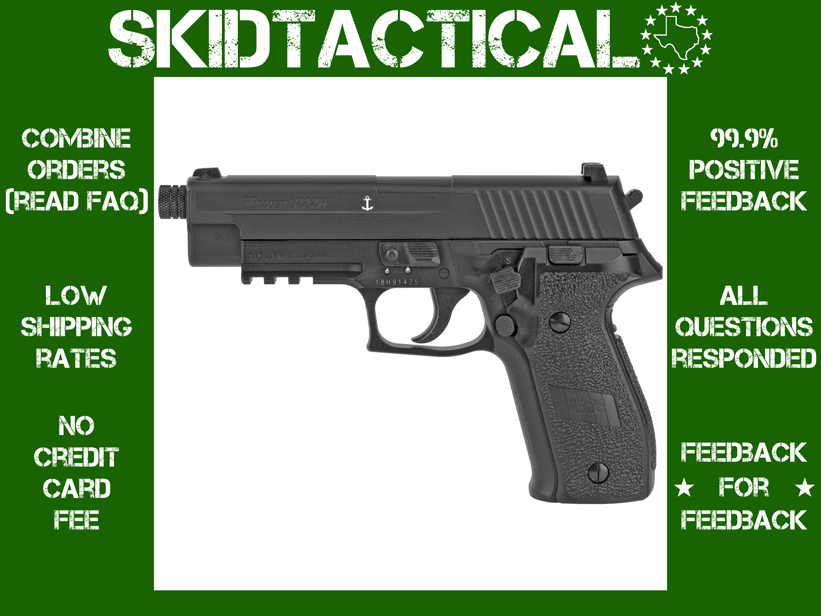 Sig Sauer P226 .177 Pellet 4.4" CO2 Pistol 16 Rounds 380FPS - Black-img-0