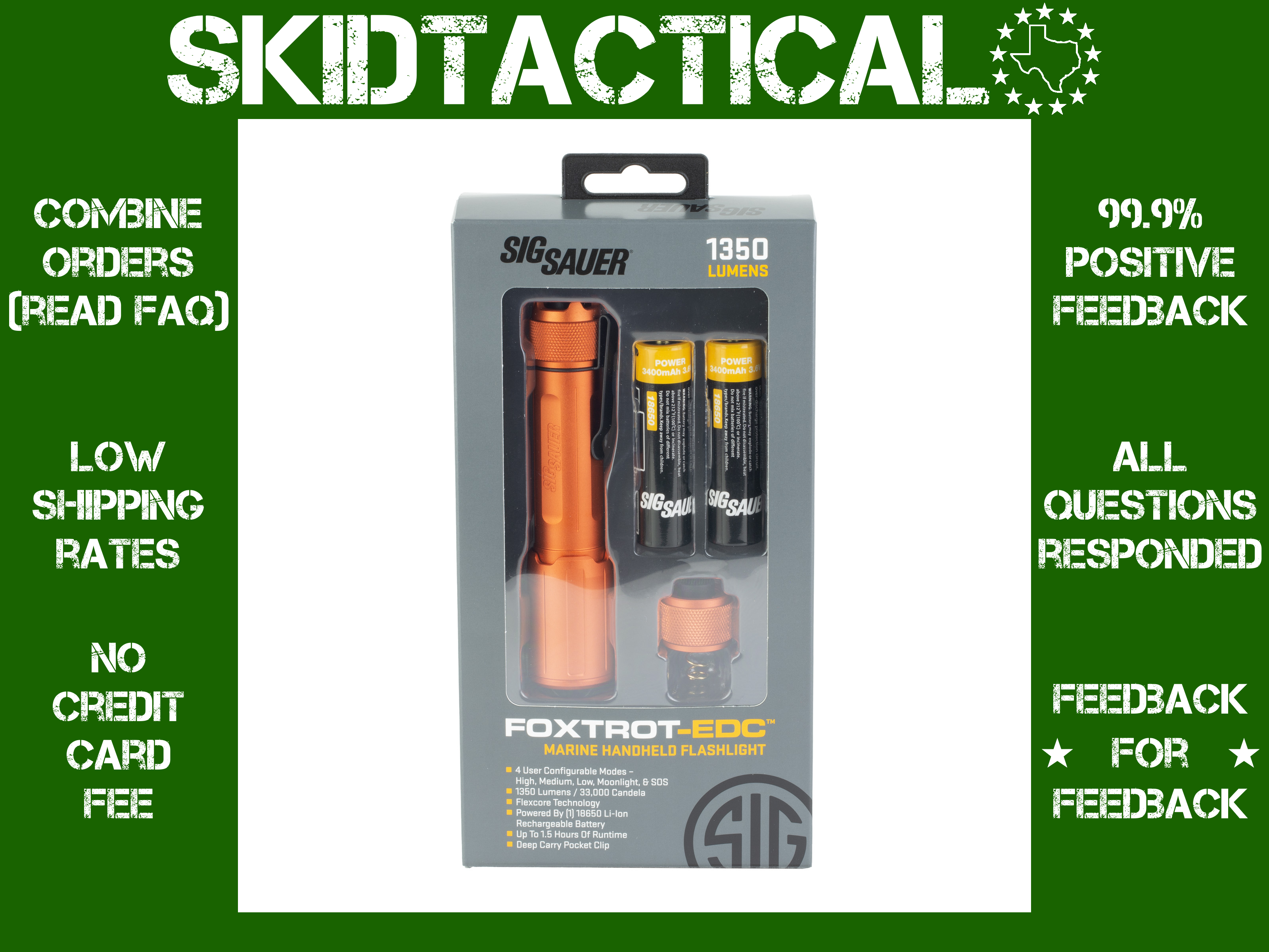 Sig Sauer FOXTROT-EDC FULL SIZE Flashlight - Orange-img-0