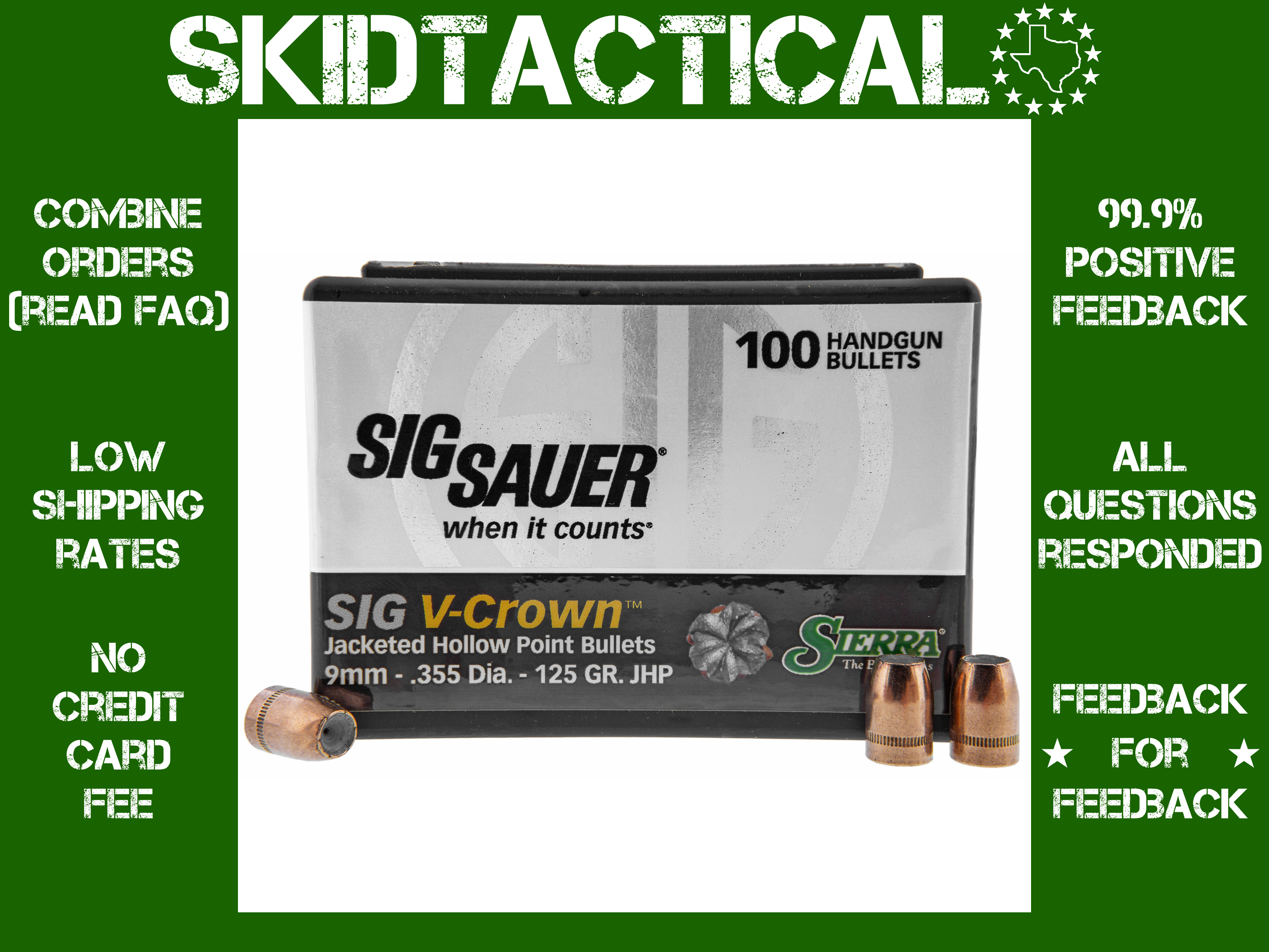 Sierra Bullets VCrown 9mm .355 125gr Lead and Copper Jacketed Hollow