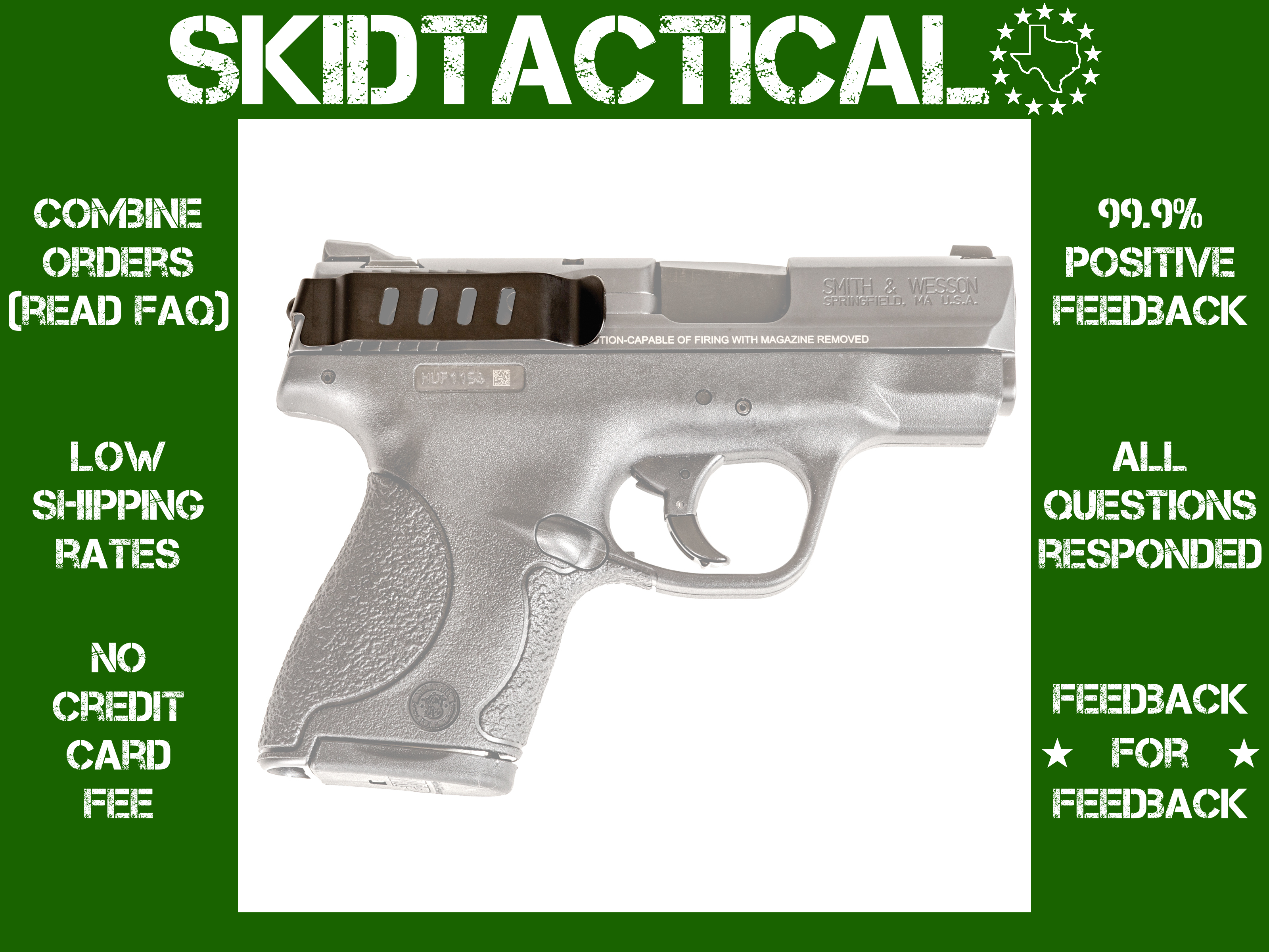 Techna Clip S&W M&P Shield Right Hand Steel Belt Clip Black