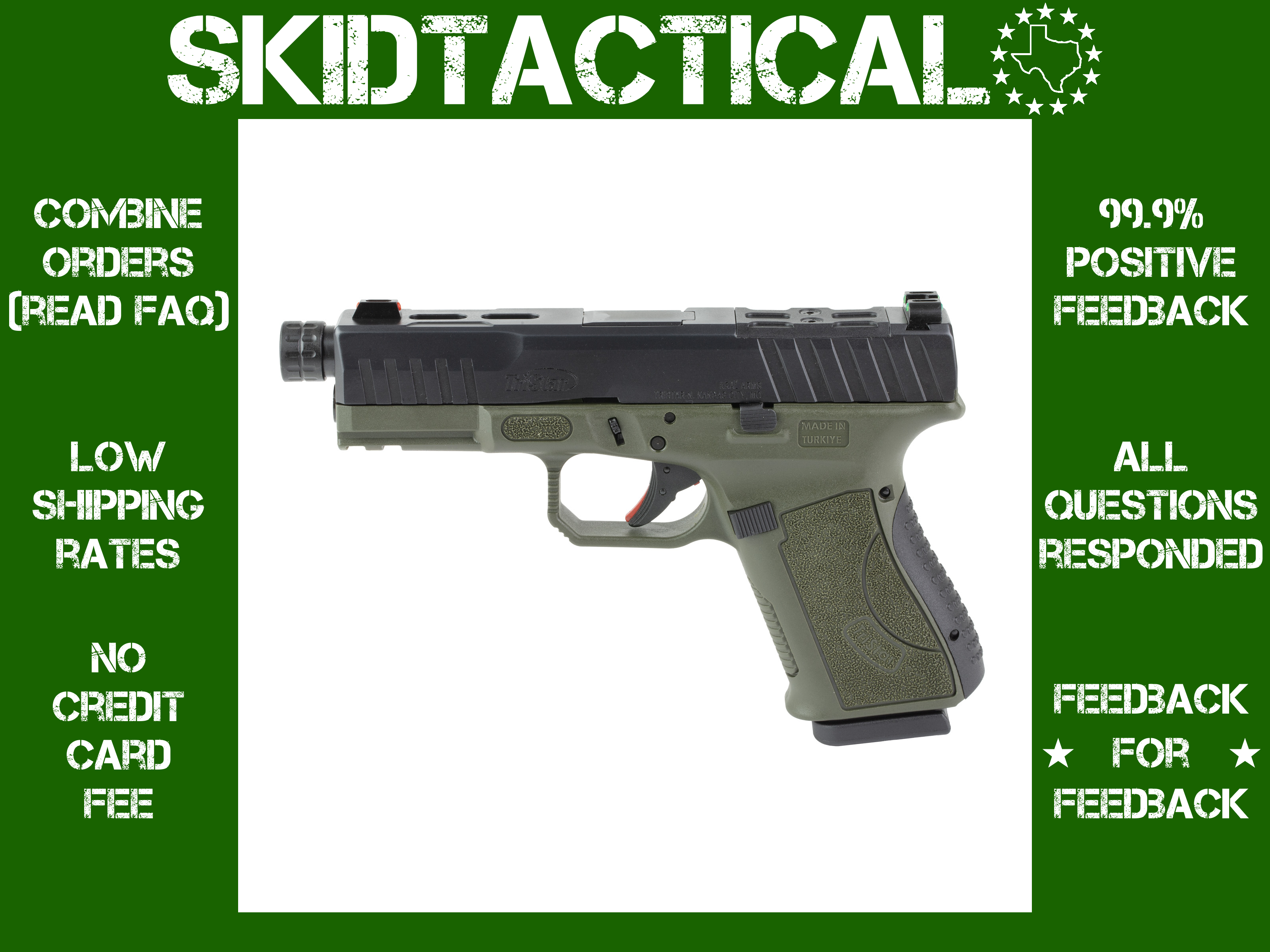 TriStar APOC Pro Striker Fired 4.48" 9MM 15 Rounds Fiber Optic - Black, Oli-img-0