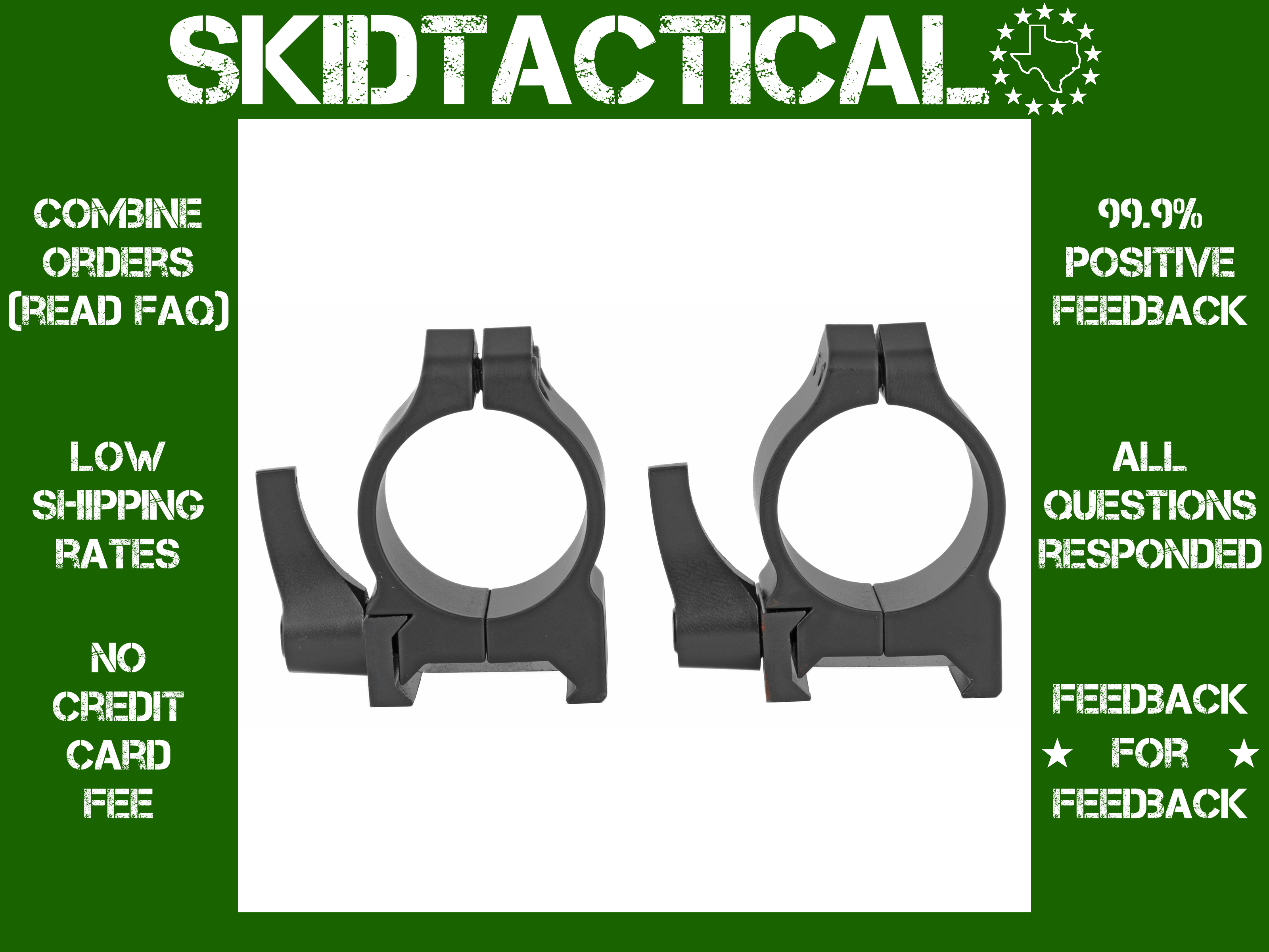 Warne Maxima Quick Disconnect Ring 1" Low Black Scope Accessories