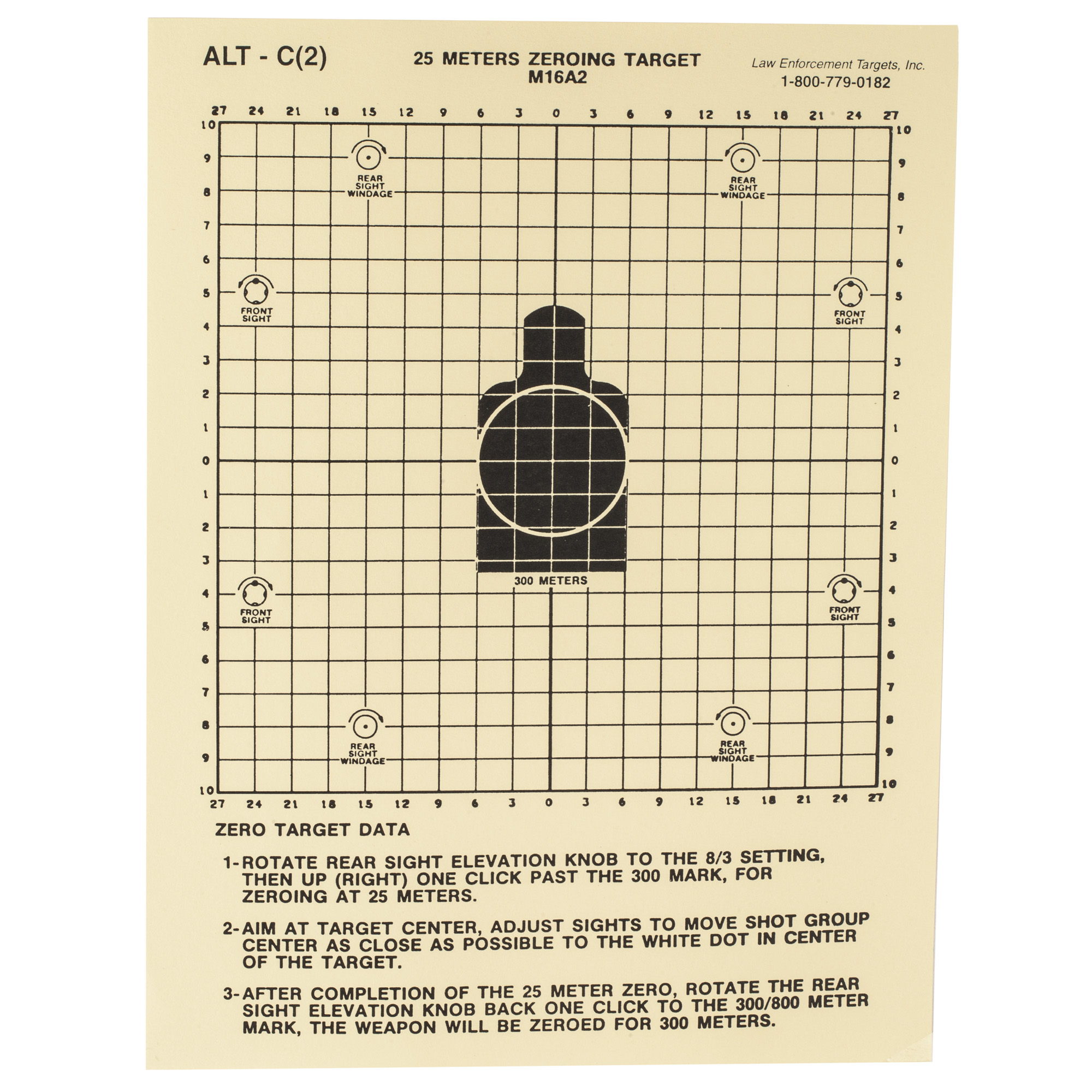 Action Target 25-Meter M16 Zeroing Target – 100 Pack