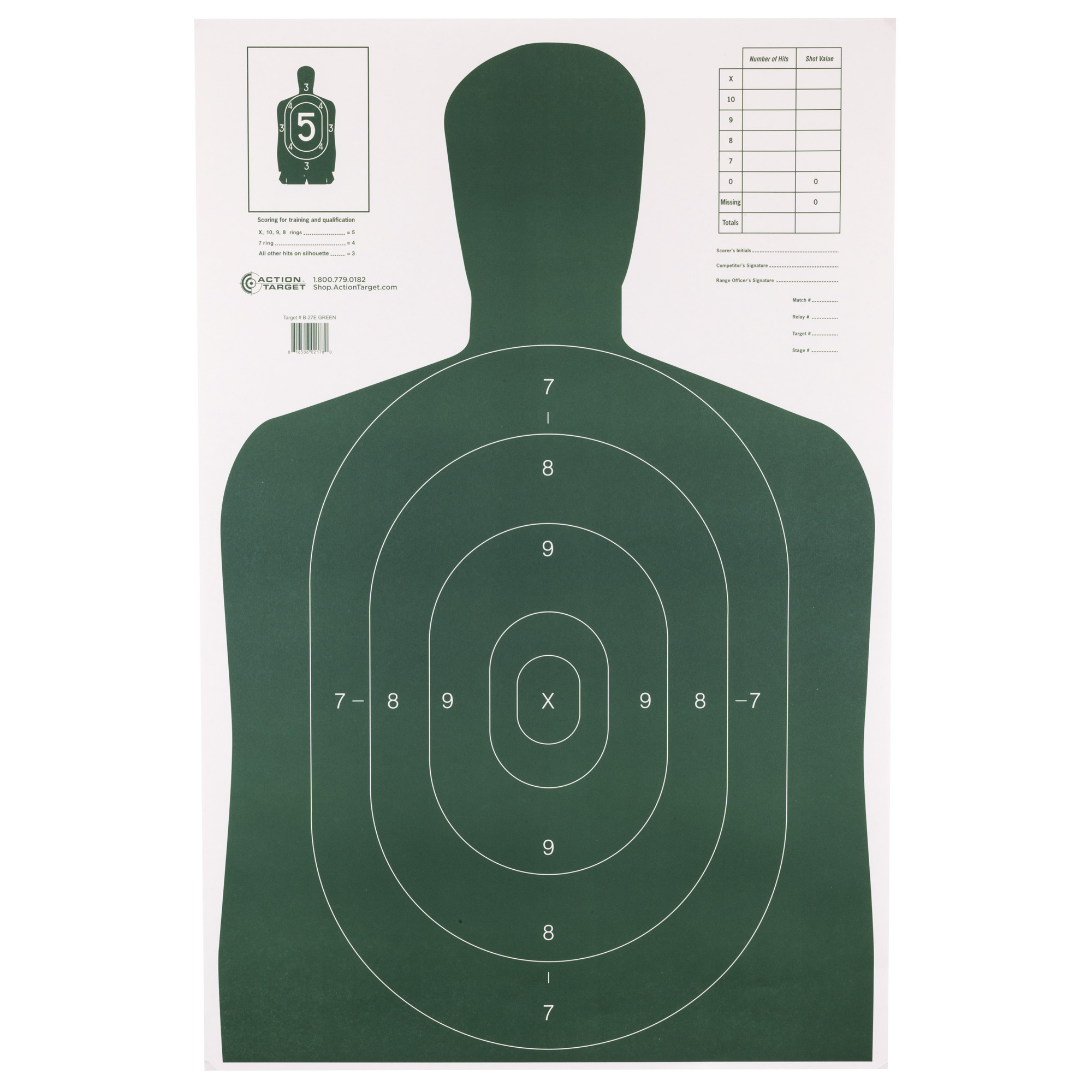 Action Target B-27E Economy Target (Green) – 100 Pack