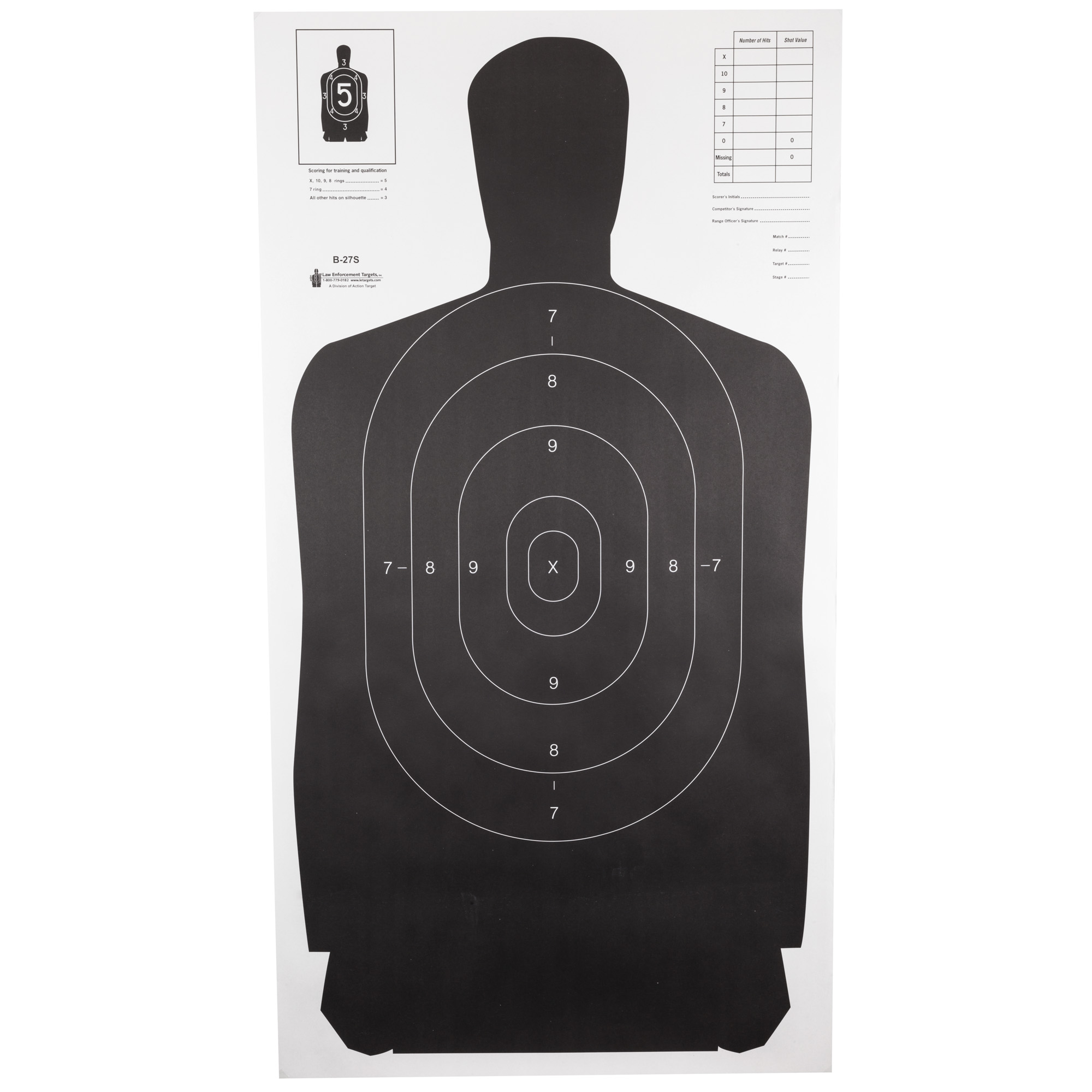 Action Target B-27 Standard Target (Black) – 100 Pack