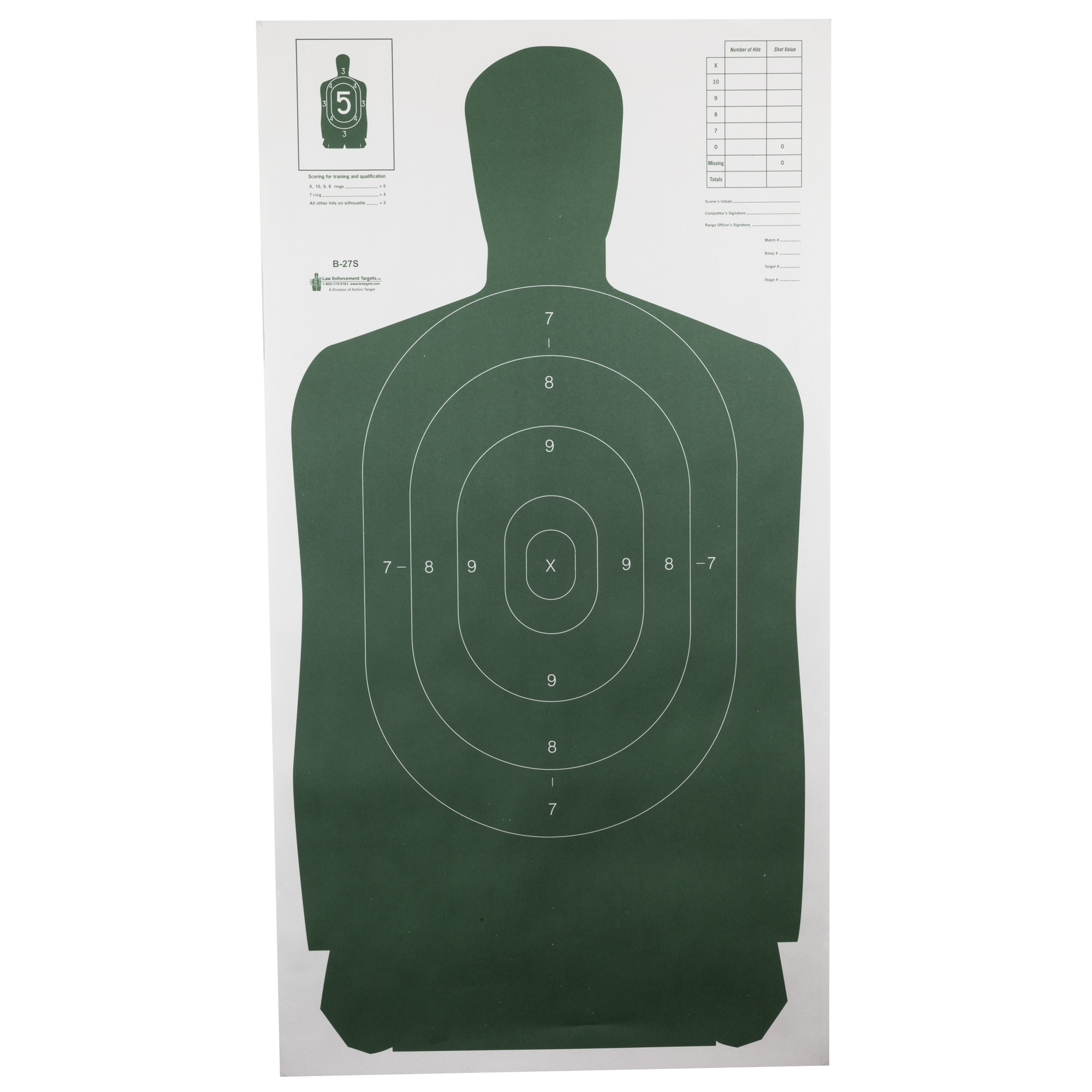 Action Target B-27 Standard Target (Green) – 100 Pack