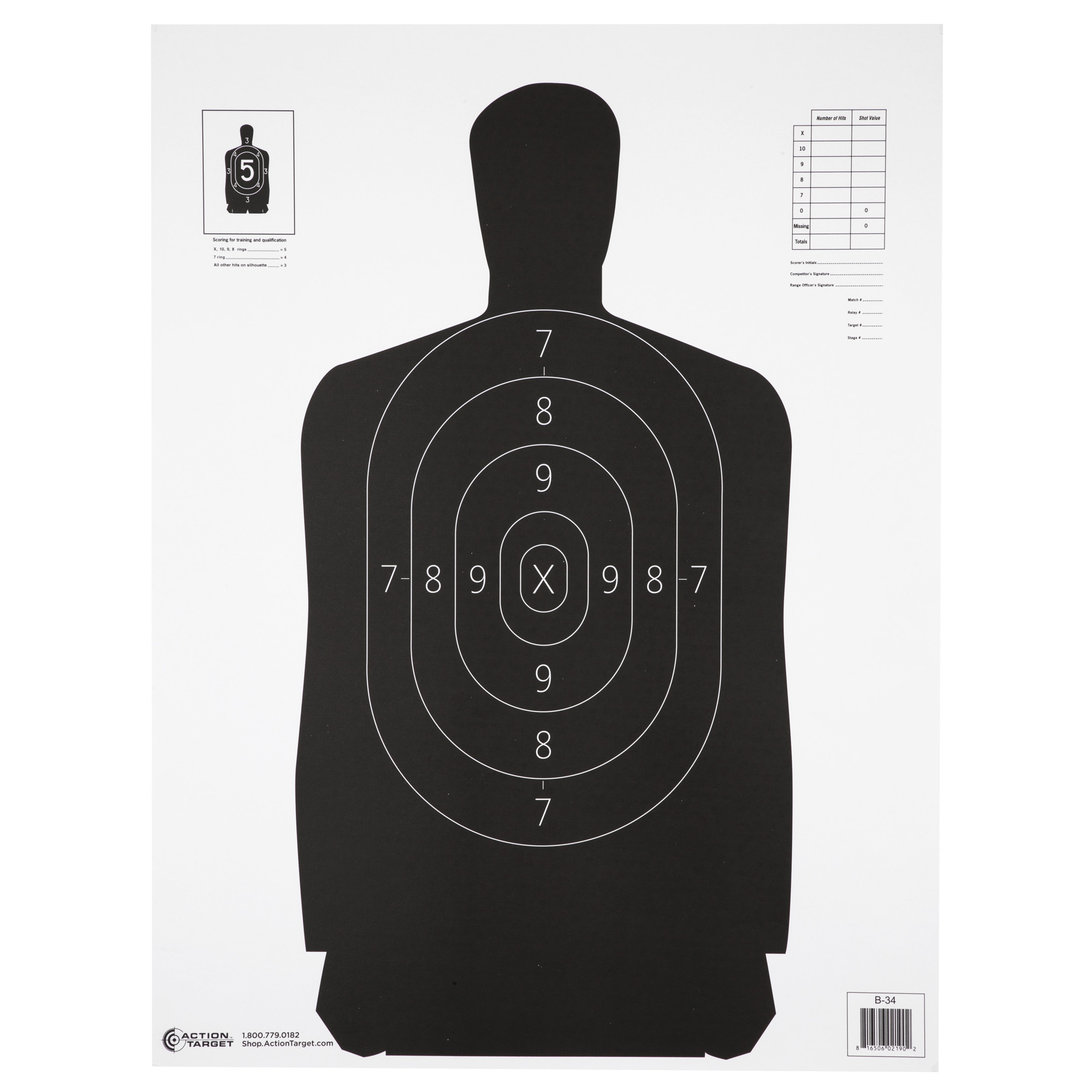 Action Target B-34 Qualification Target (Black) – 100 Pack