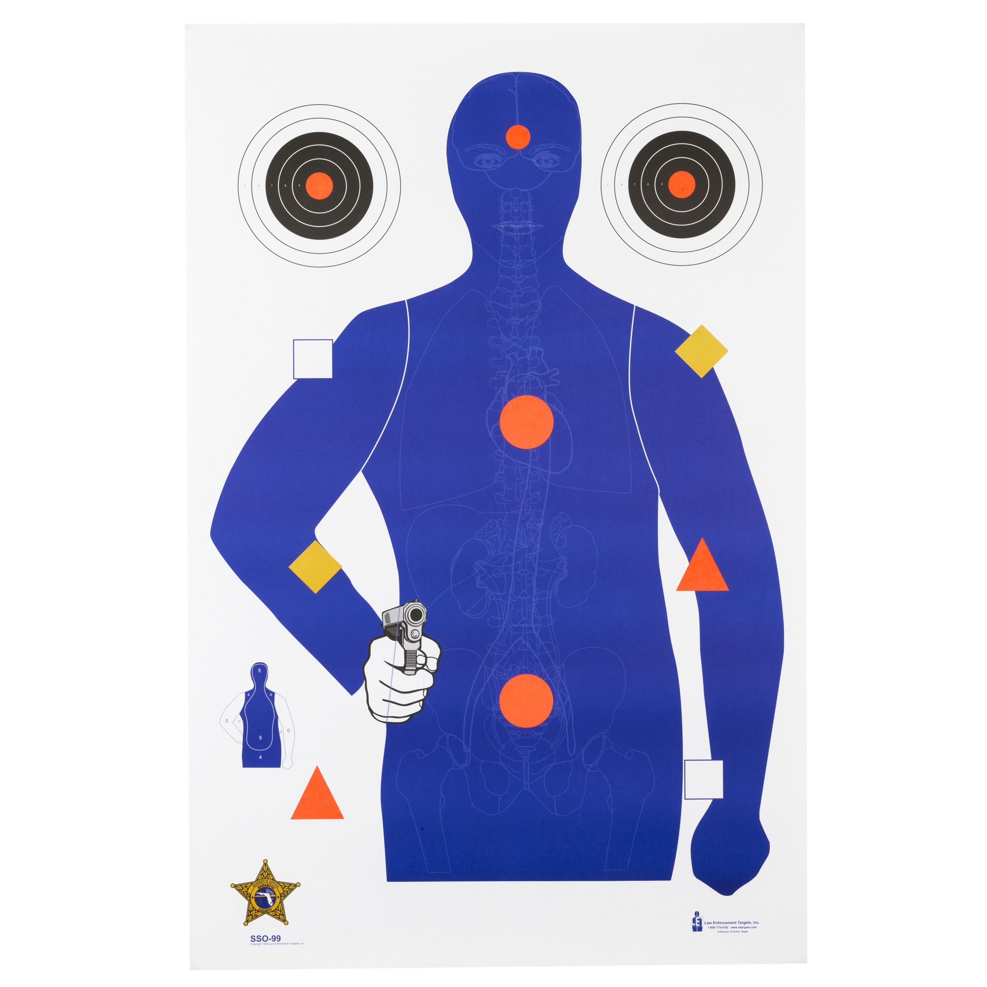 Action Target Sarasota Co. (FL) Sheriff’s Office Modified B-21E Target w/Vital Anatomy – 100 Pack