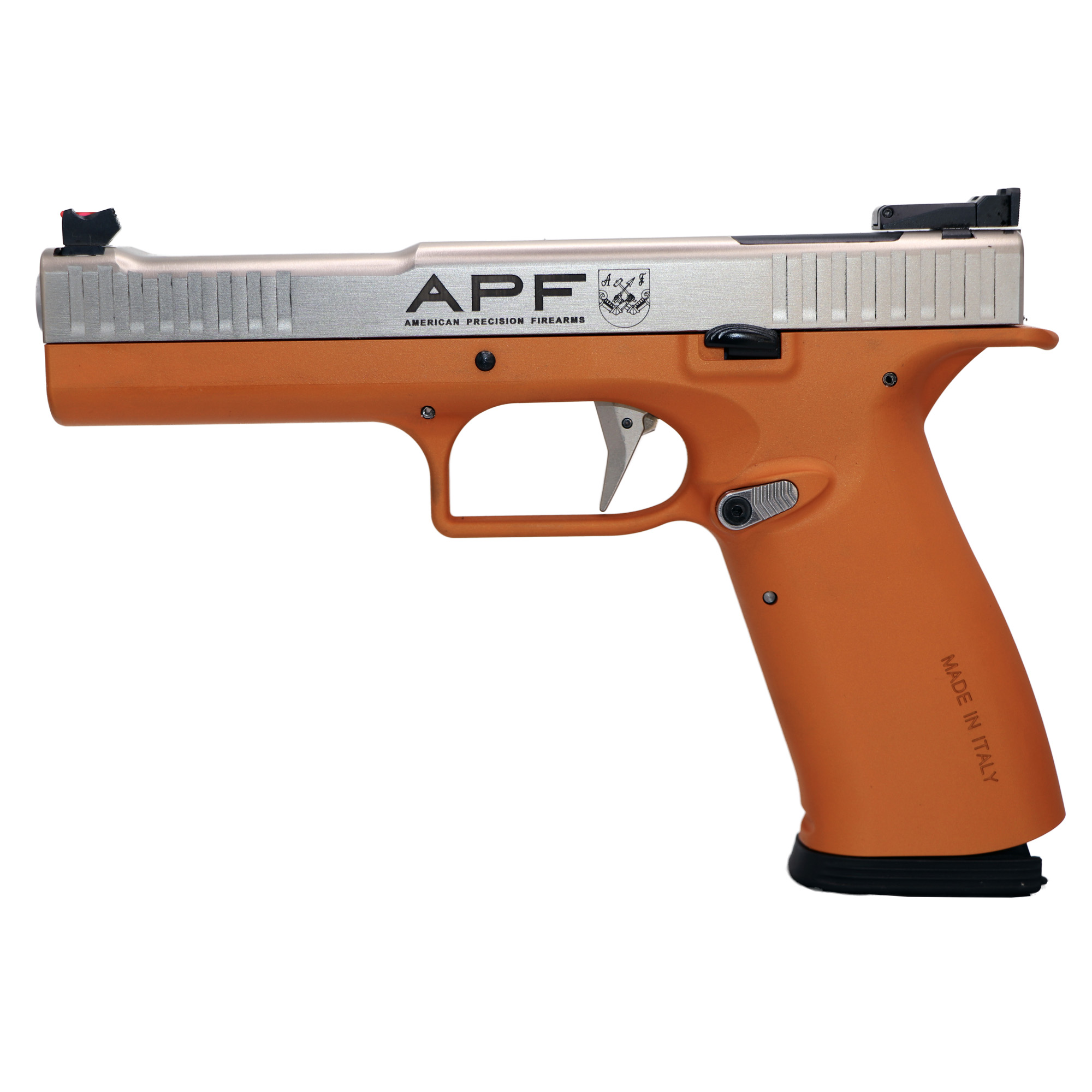 American Precision Firearms Strike One Ergal Pro 5″ 9mm 10rd Adjustable Sights – Orange