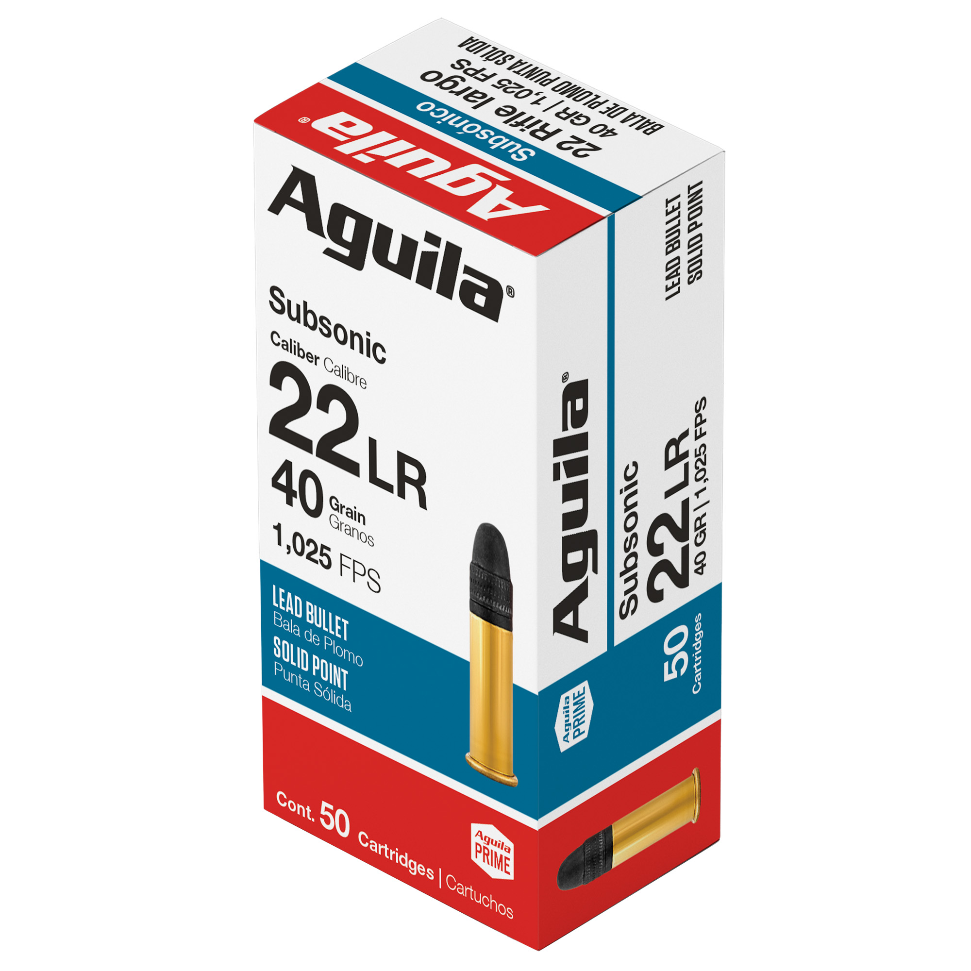 Aguila Rimfire 22 LR Subsonic 40gr Solid Point – 50rd