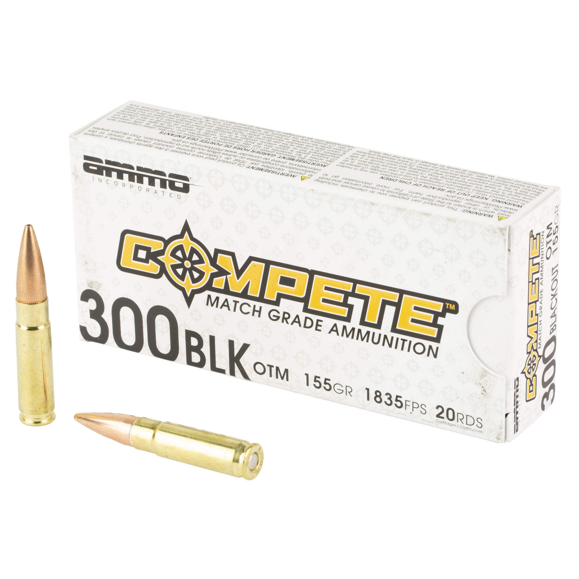 Ammo Inc Compete 300 Blackout 155gr Open Tip Match – 20rd