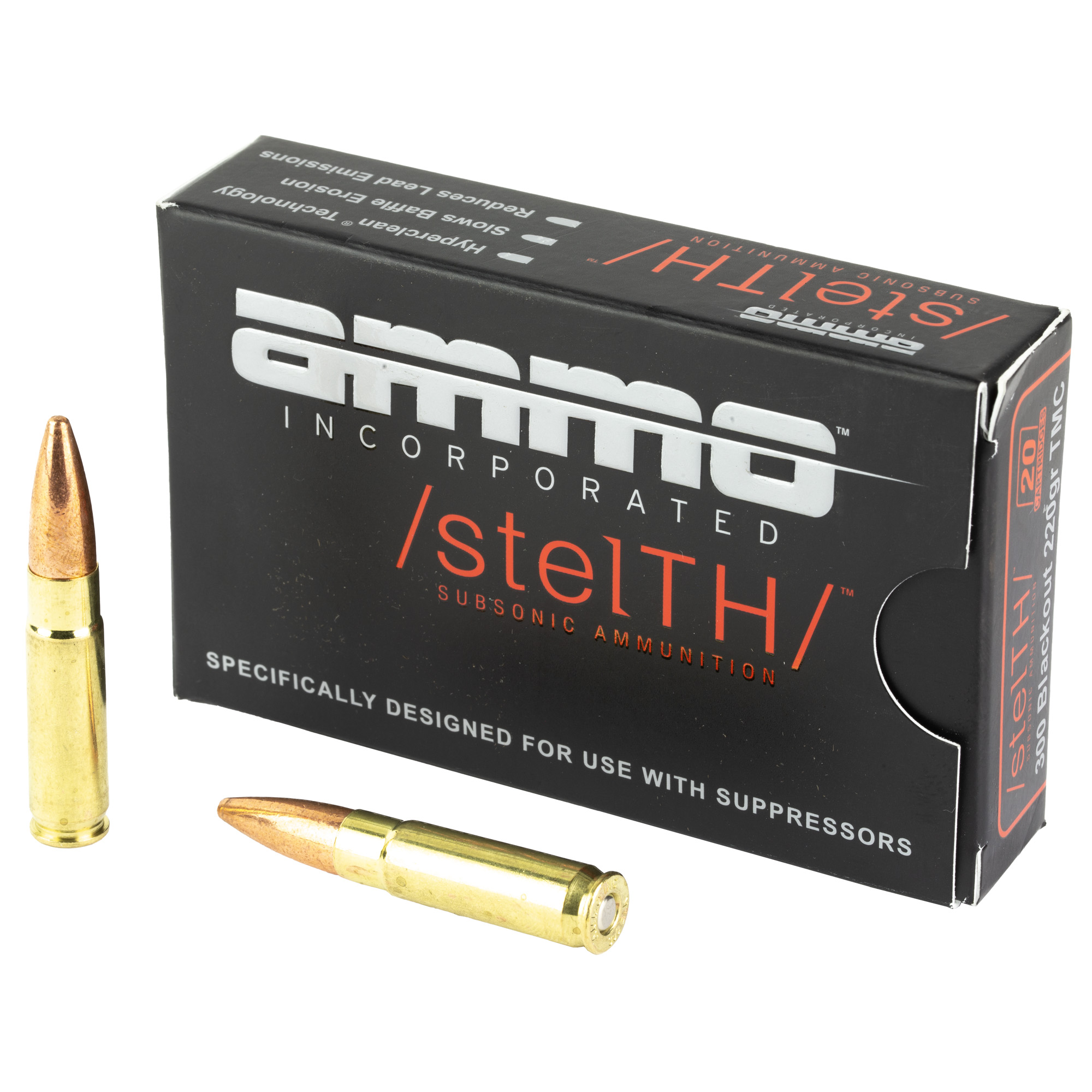 Ammo Inc STEALTH SUBSONIC 300 Blackout 220gr Total Metal Coating – 20rd