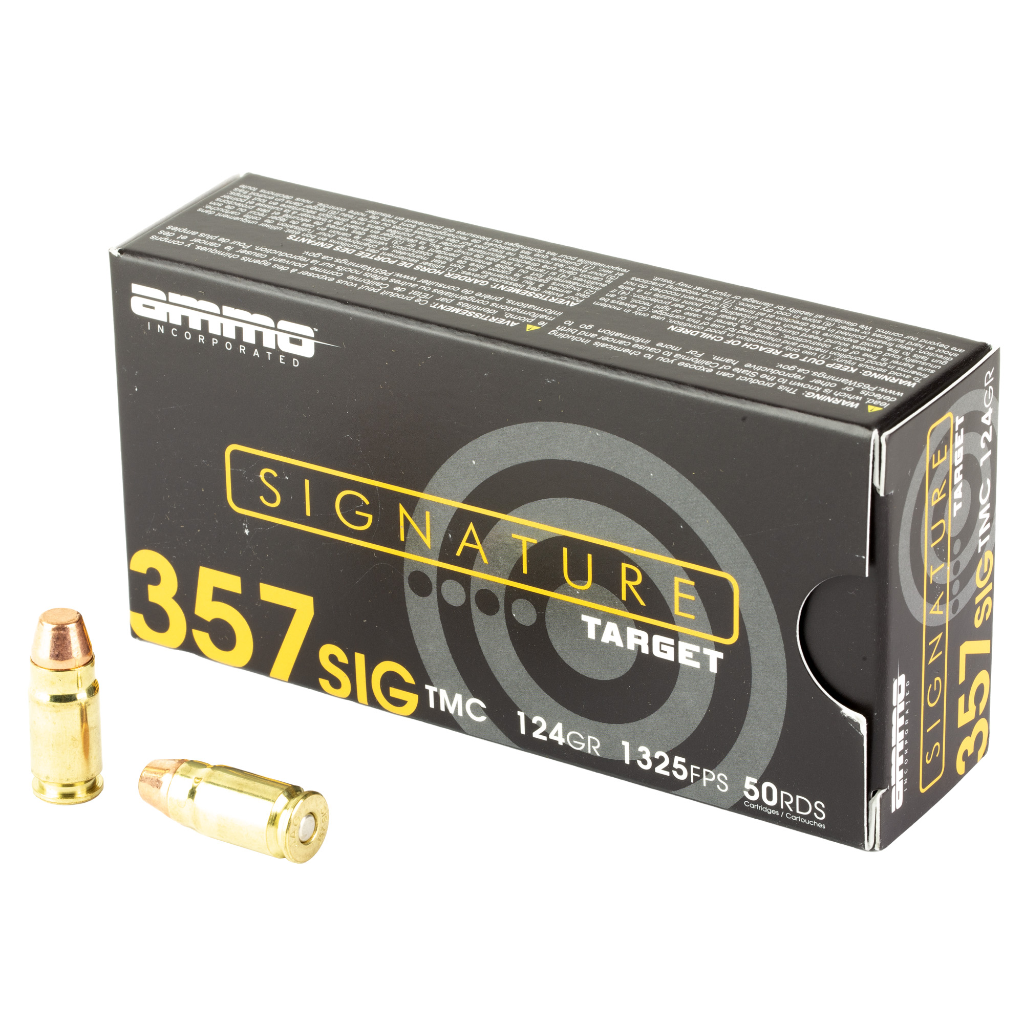 Ammo Inc Signature Target 357 Sig 124gr Total Metal Coating – 50rd