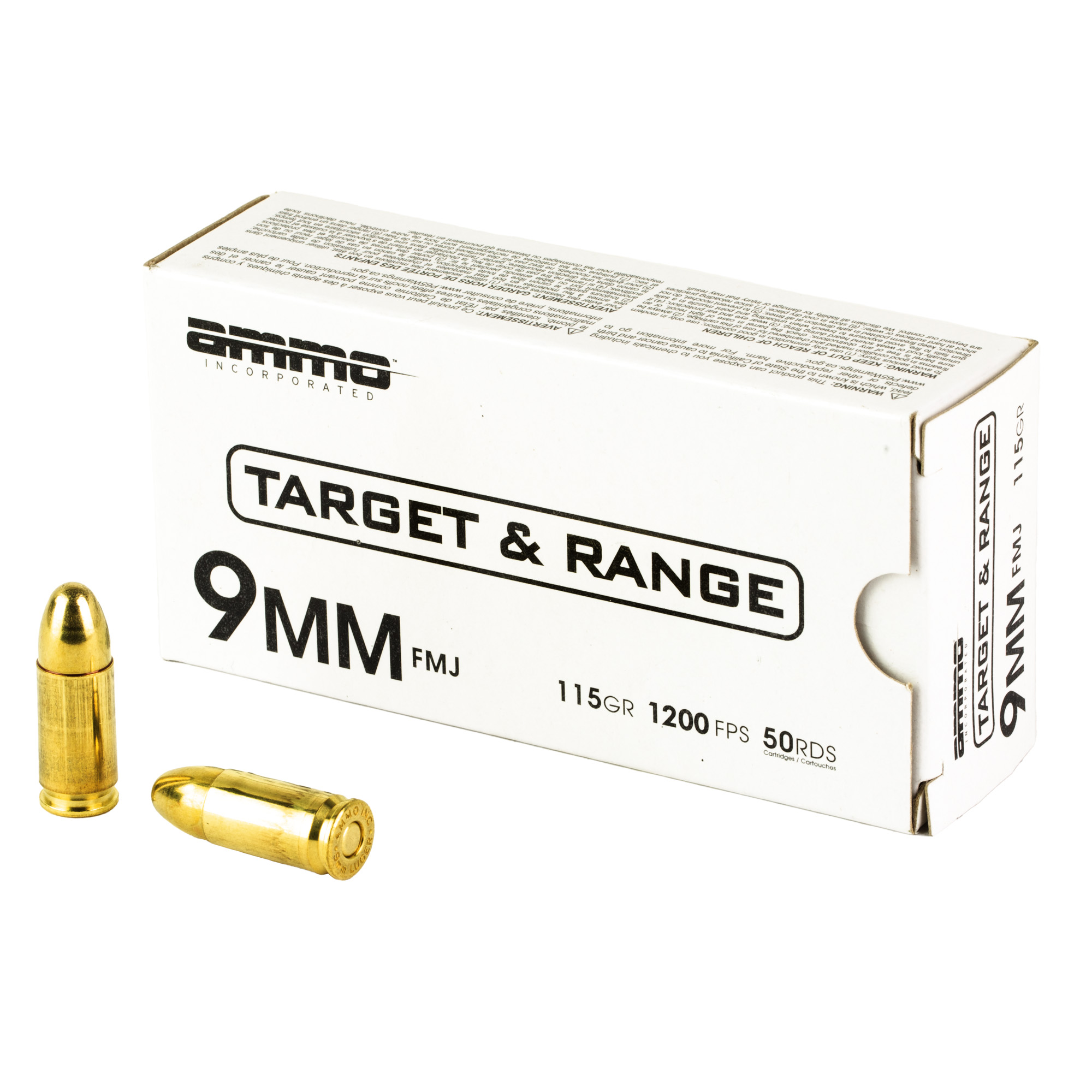 Ammo Inc Target & Range 9mm 115gr Full Metal Jacket – 50rd