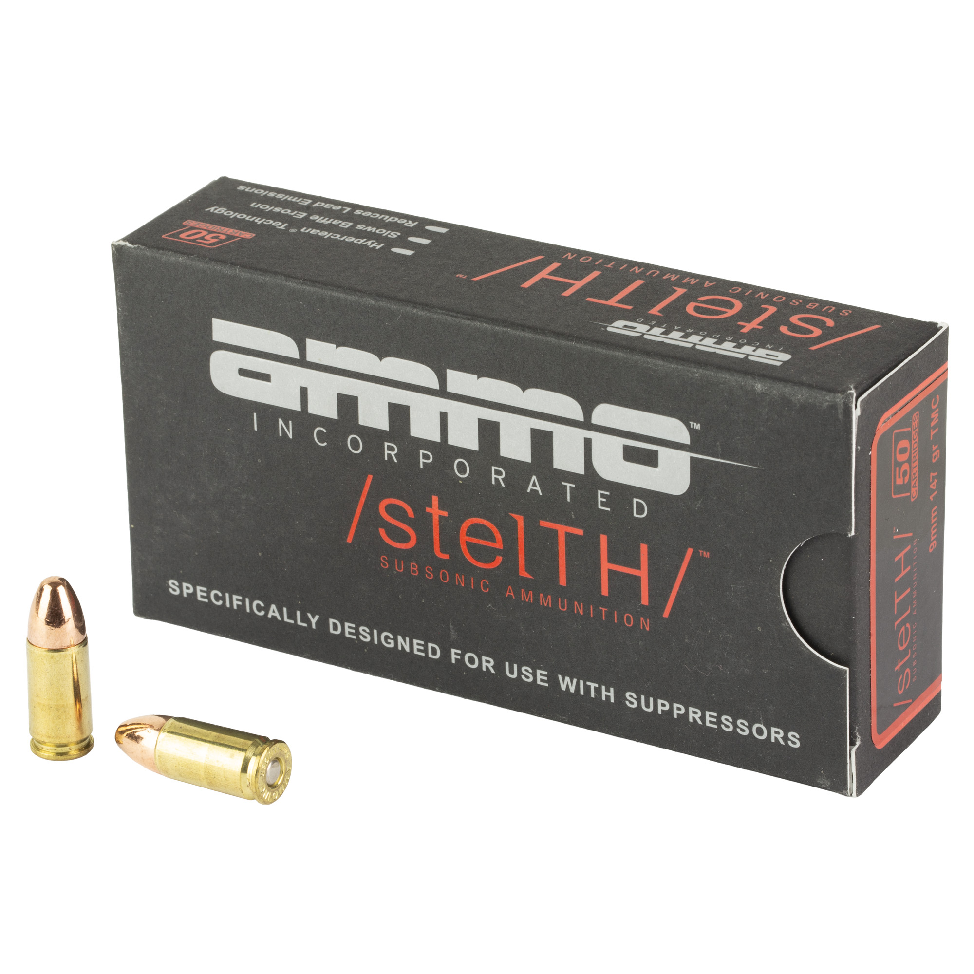 Ammo Inc Stealth Subsonic 9mm 147gr Total Metal Coating – 50rd