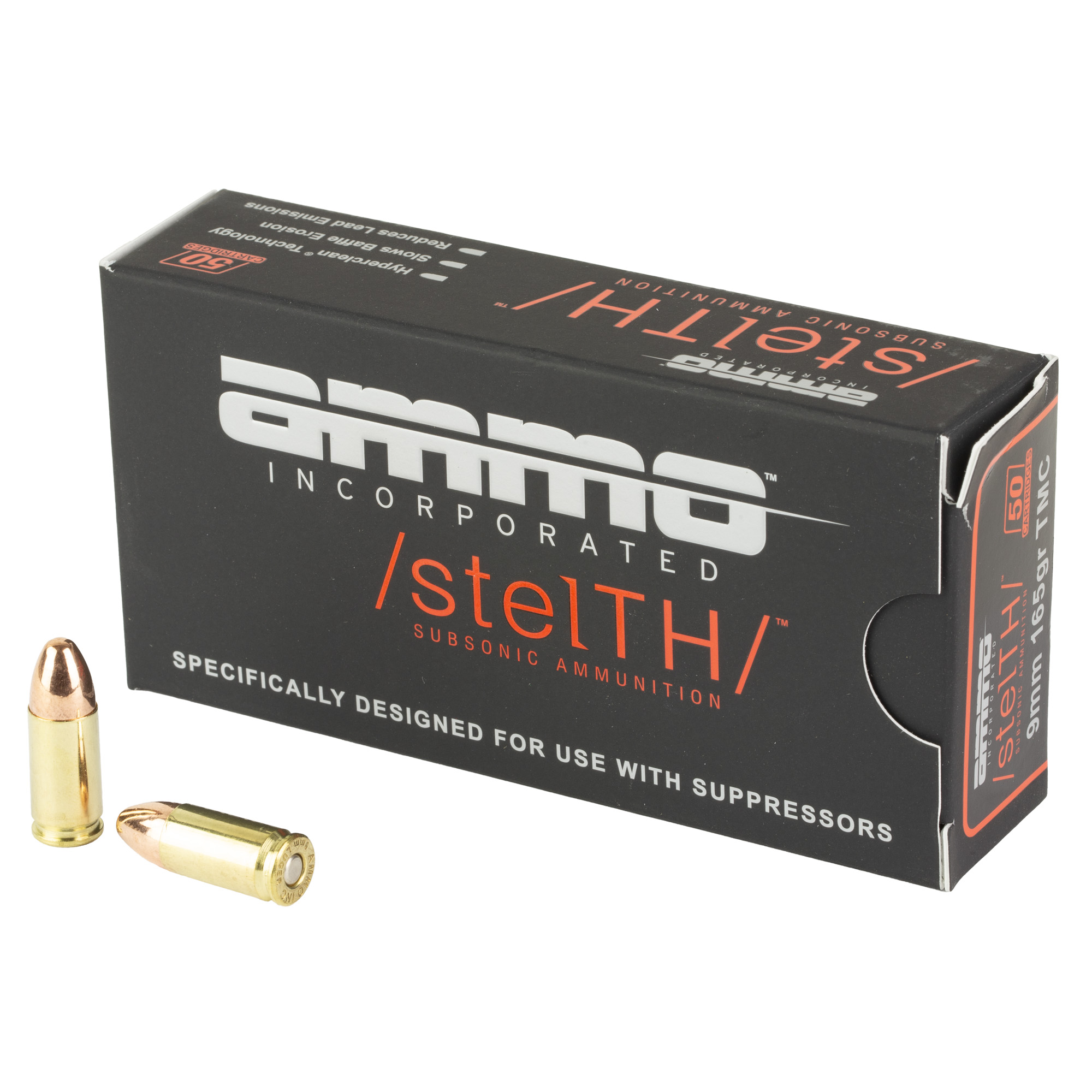 Ammo Inc Stealth Subsonic 9mm 165gr Total Metal Coating – 50rd