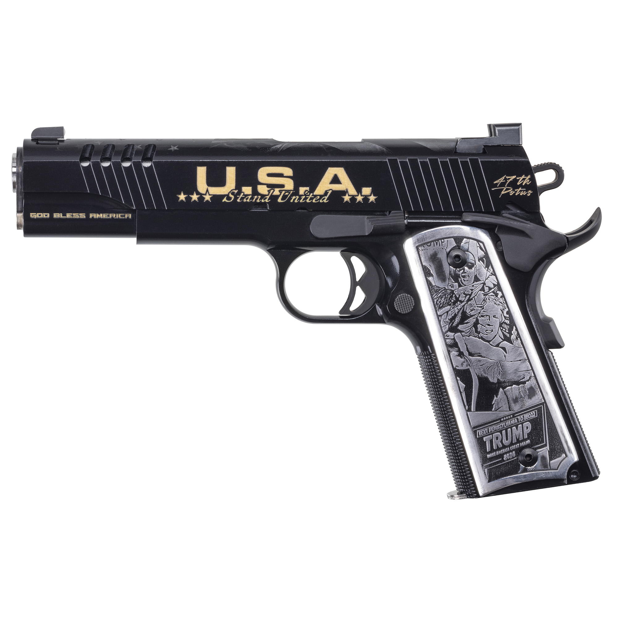 Auto Ordnance 1911 Trump Fight 5″ 45 ACP 7rd 3 Dot – Black