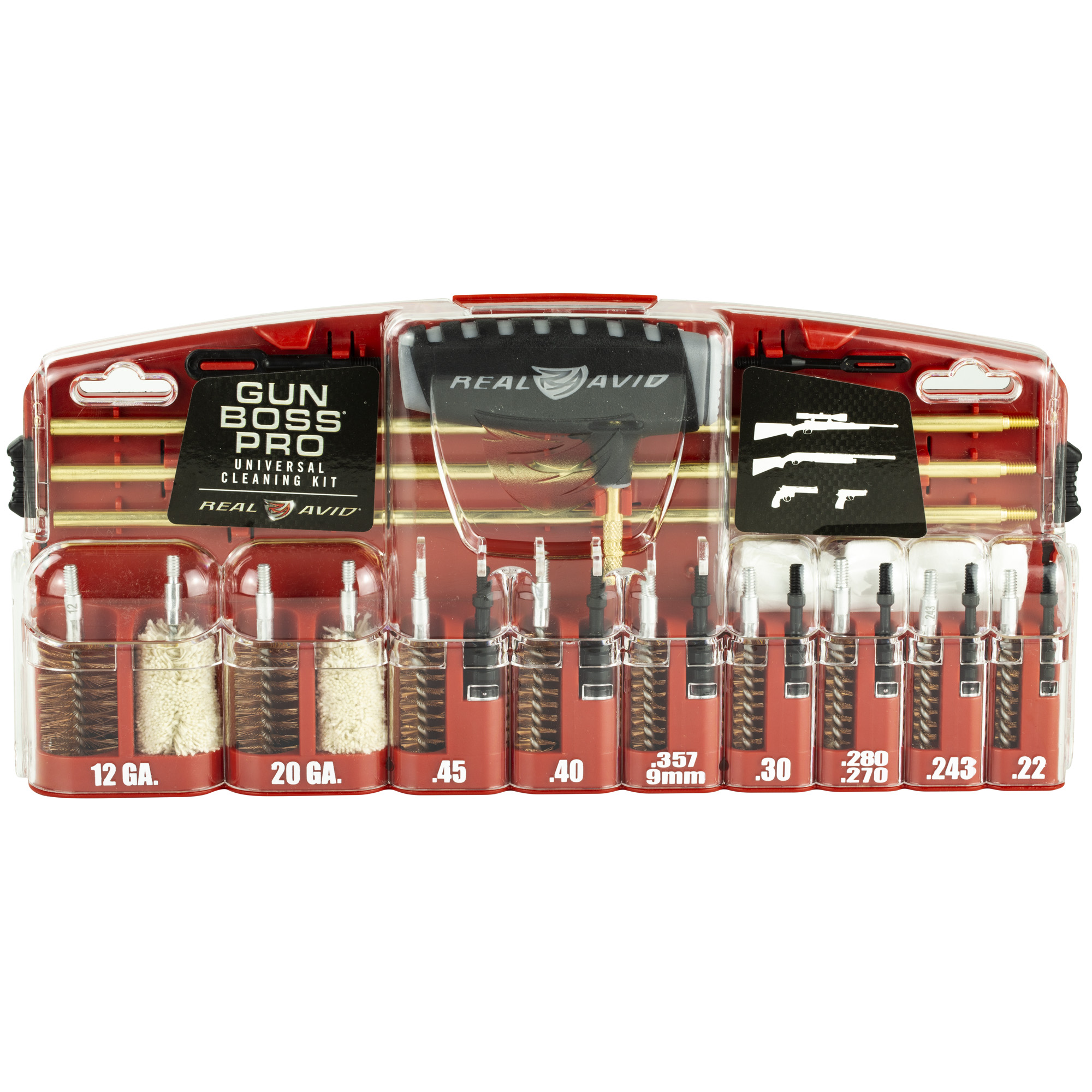 Real Avid .22, .243, .280, .270, .30, .357, 9mm, .40, .45, 1 Gun Boss Pro Cleaning Kit