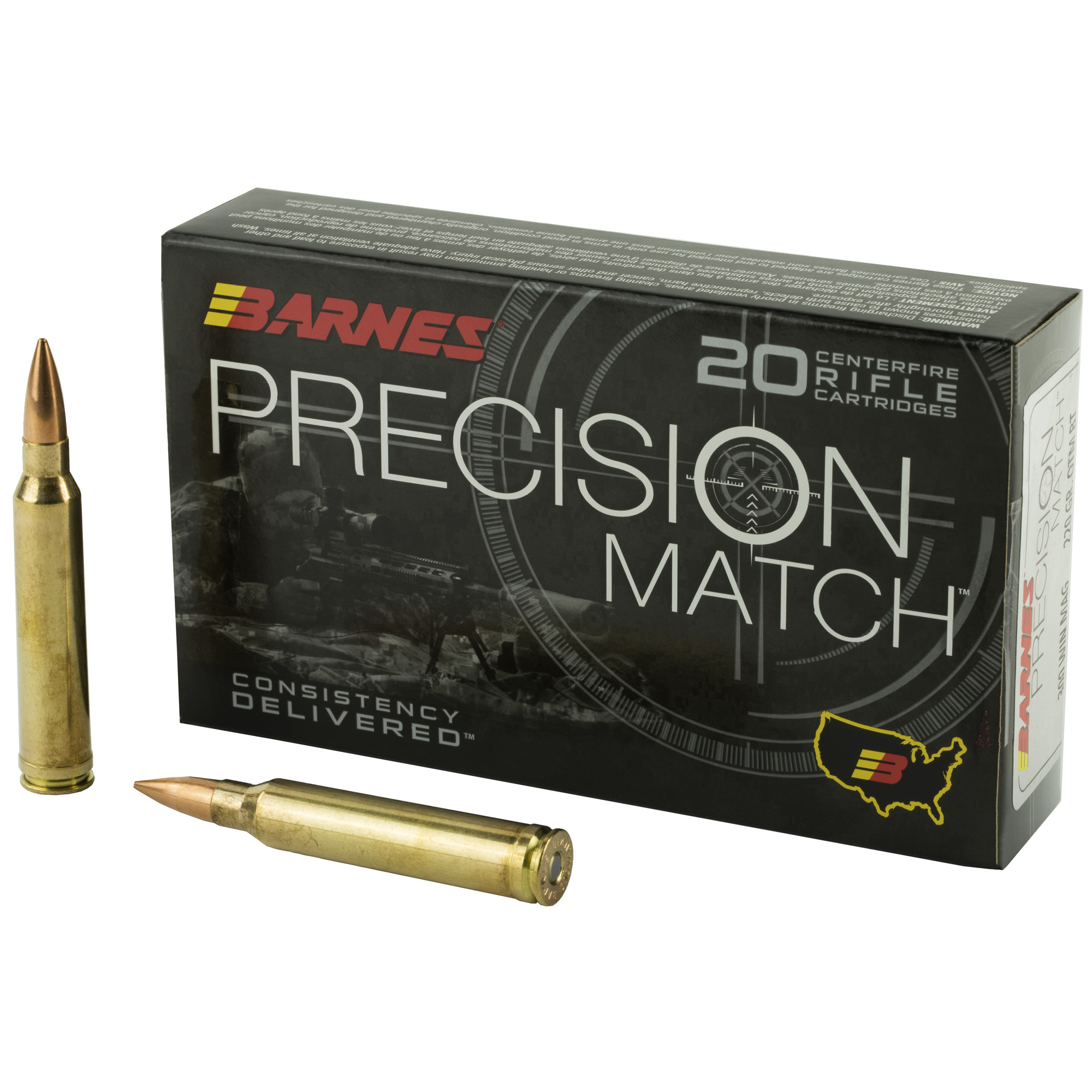 Barnes Precision Match 300 Winchester Magnum 220gr Open Tip Match – 20rd