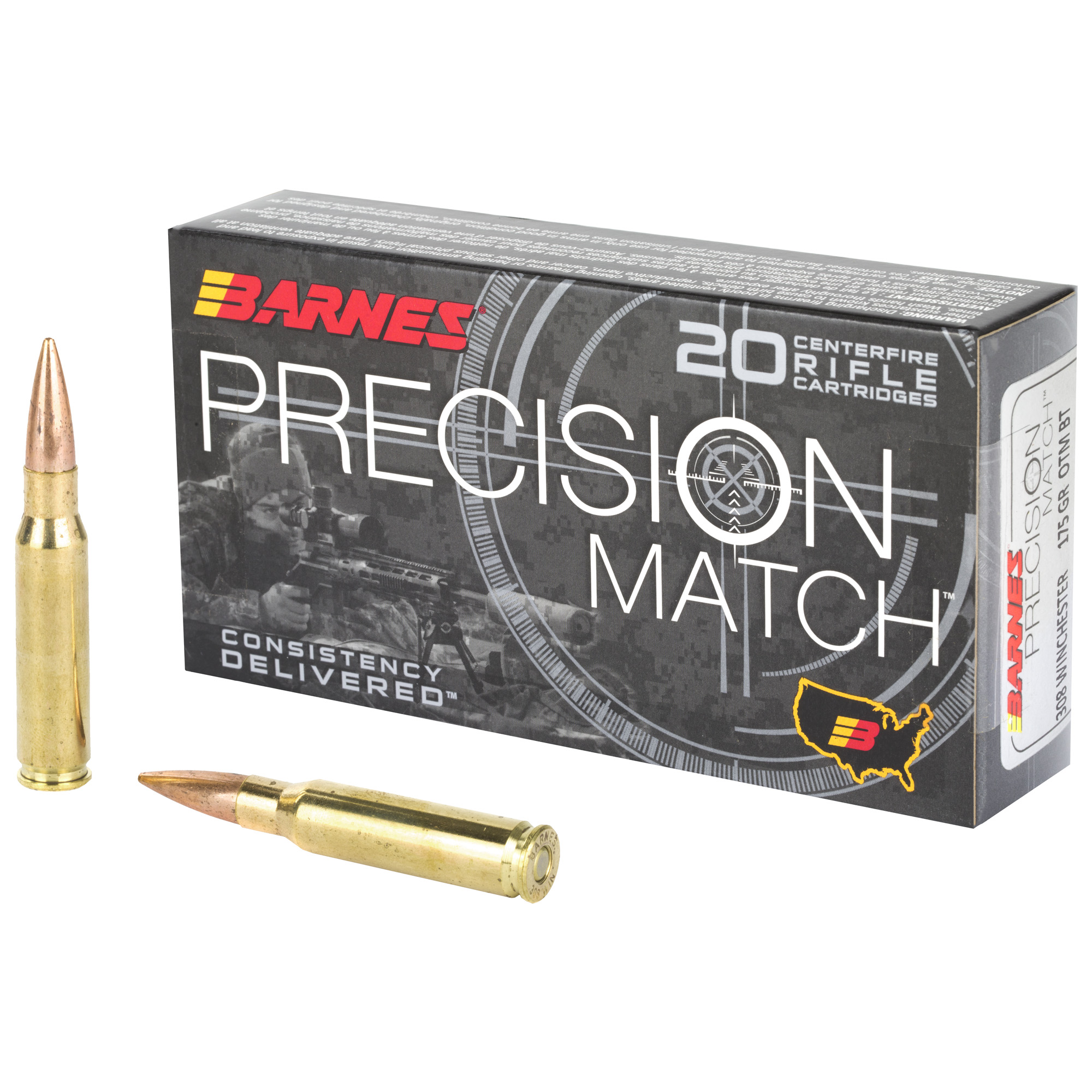 Barnes Precision Match 308 Winchester 175gr Open Tip Match – 20rd