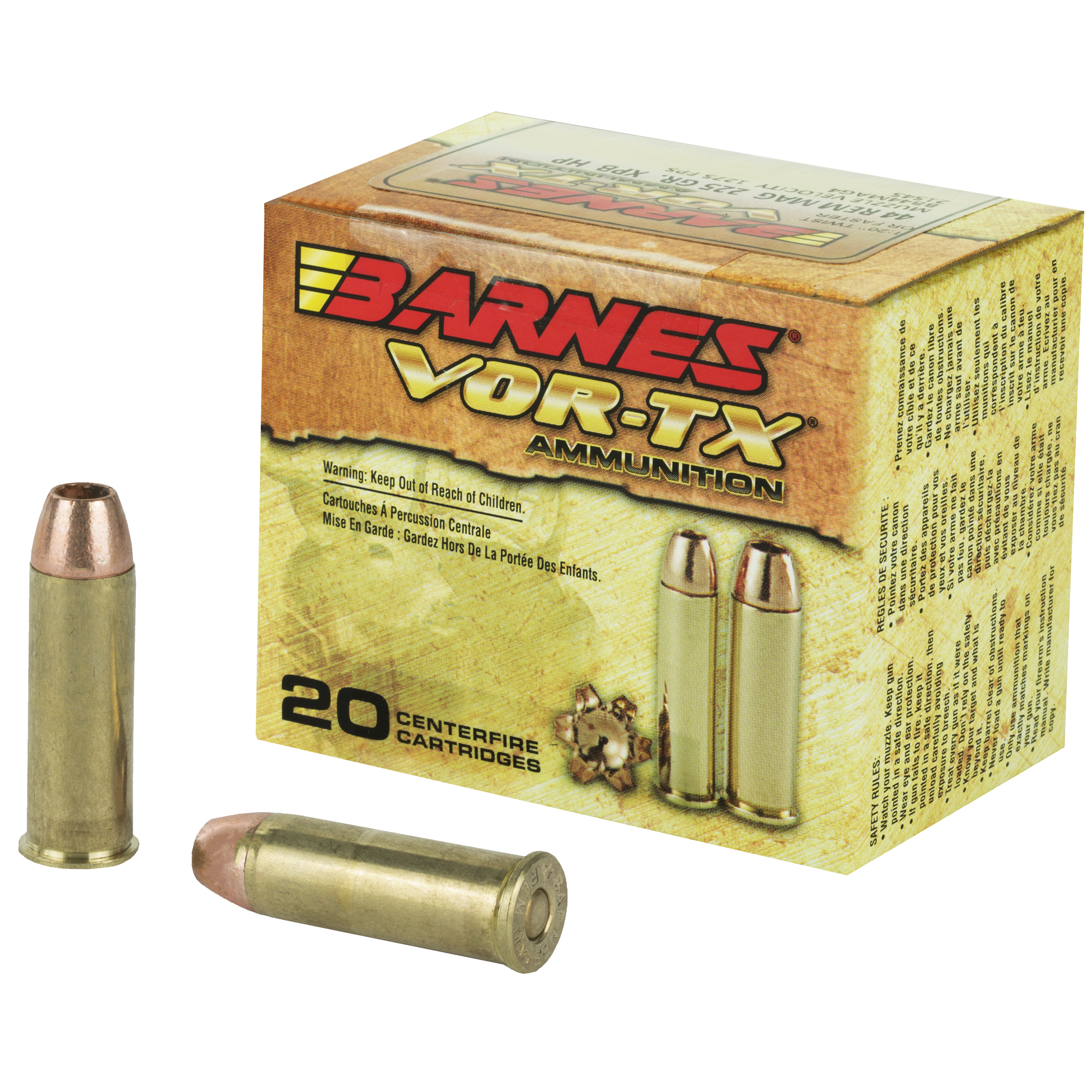 Barnes VOR-TX XPB 44 Magnum California Certified Nonlead Ammunition 225gr – 20rd