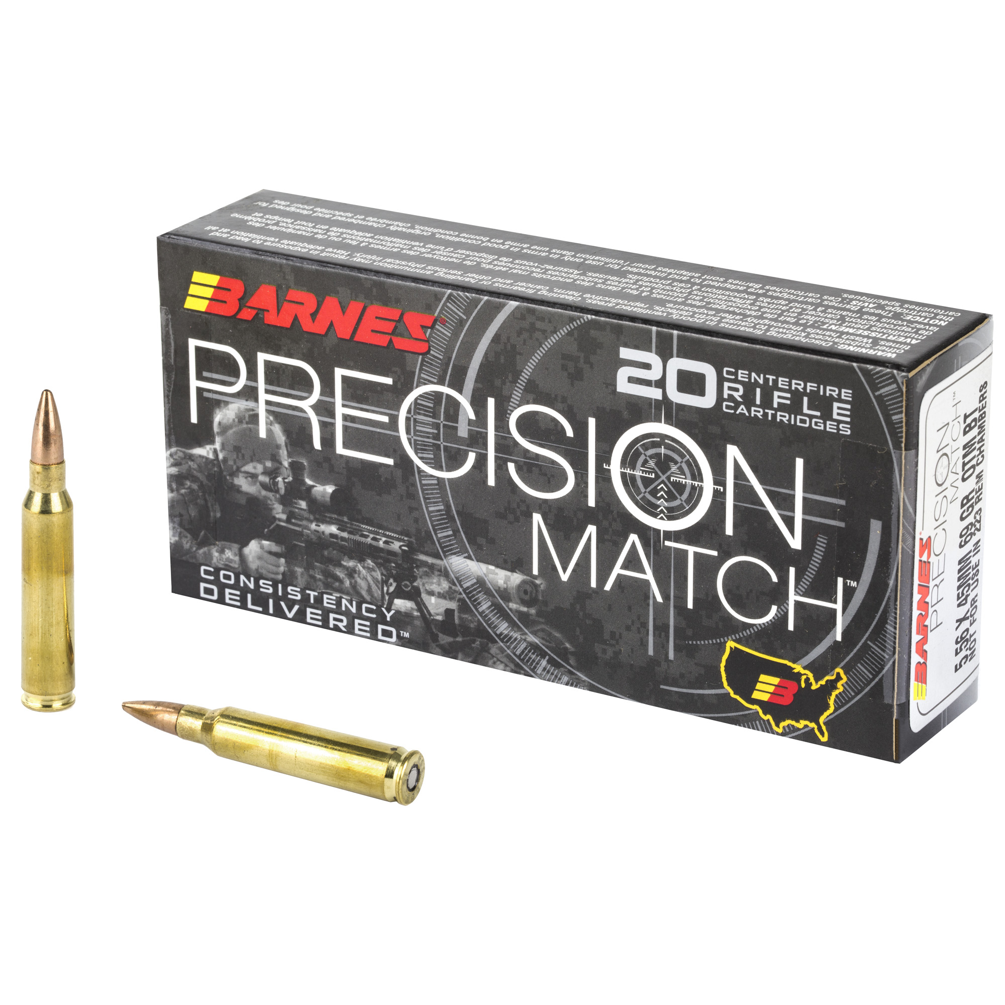 Barnes Precision Match 5.56 NATO 69gr Open Tip Match – 20rd