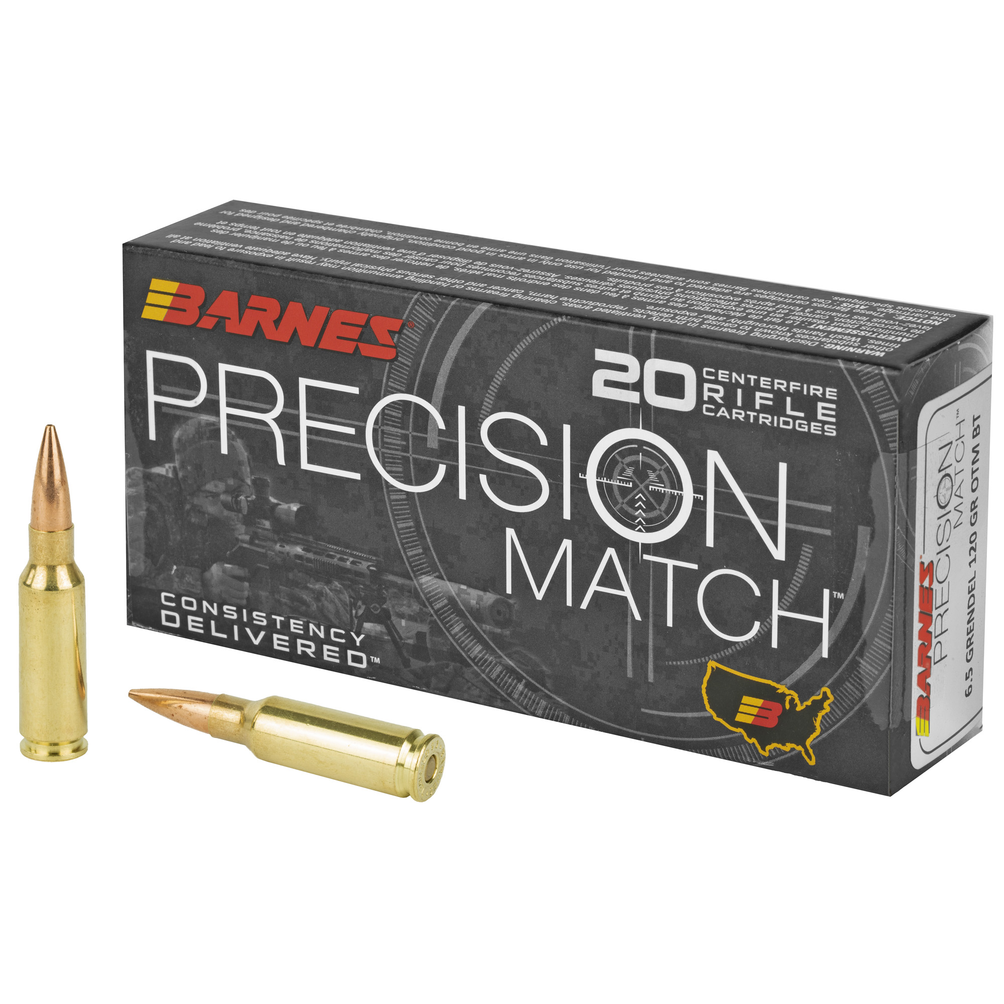 Barnes Precision Match Burner 6.5 Grendel 120gr Open Tip Match – 20rd