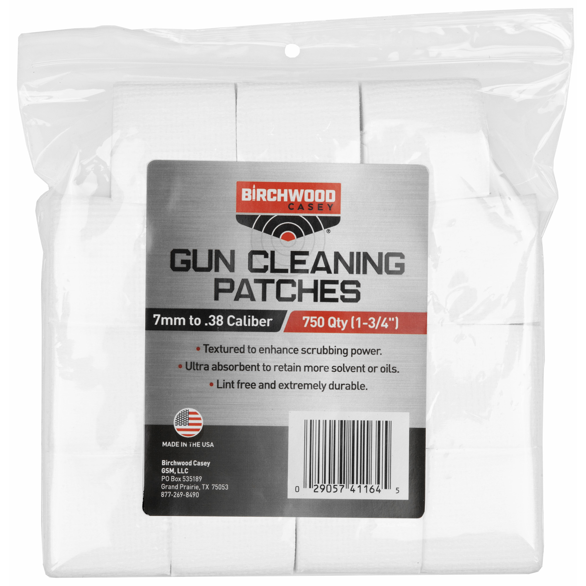 Birchwood Casey Cleaning Patches 7MM-.38 Caliber