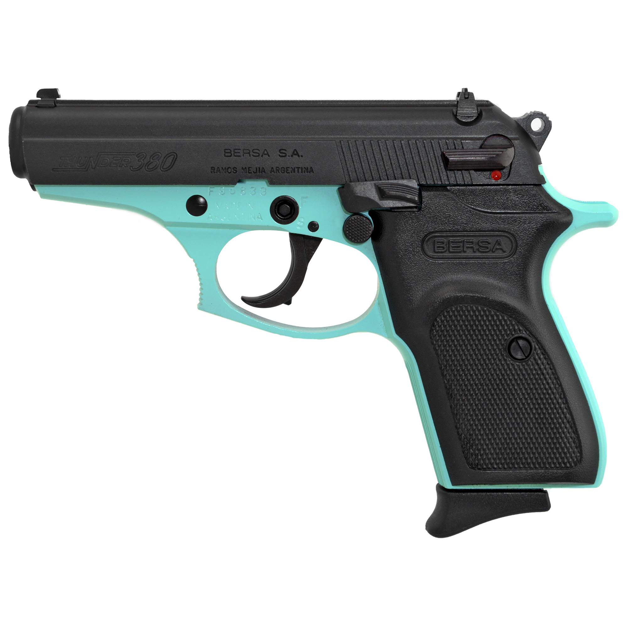 Bersa Thunder DA/SA 3.5″ 380 ACP 8rd Fixed Sights – Black, Robin’s Egg Blue