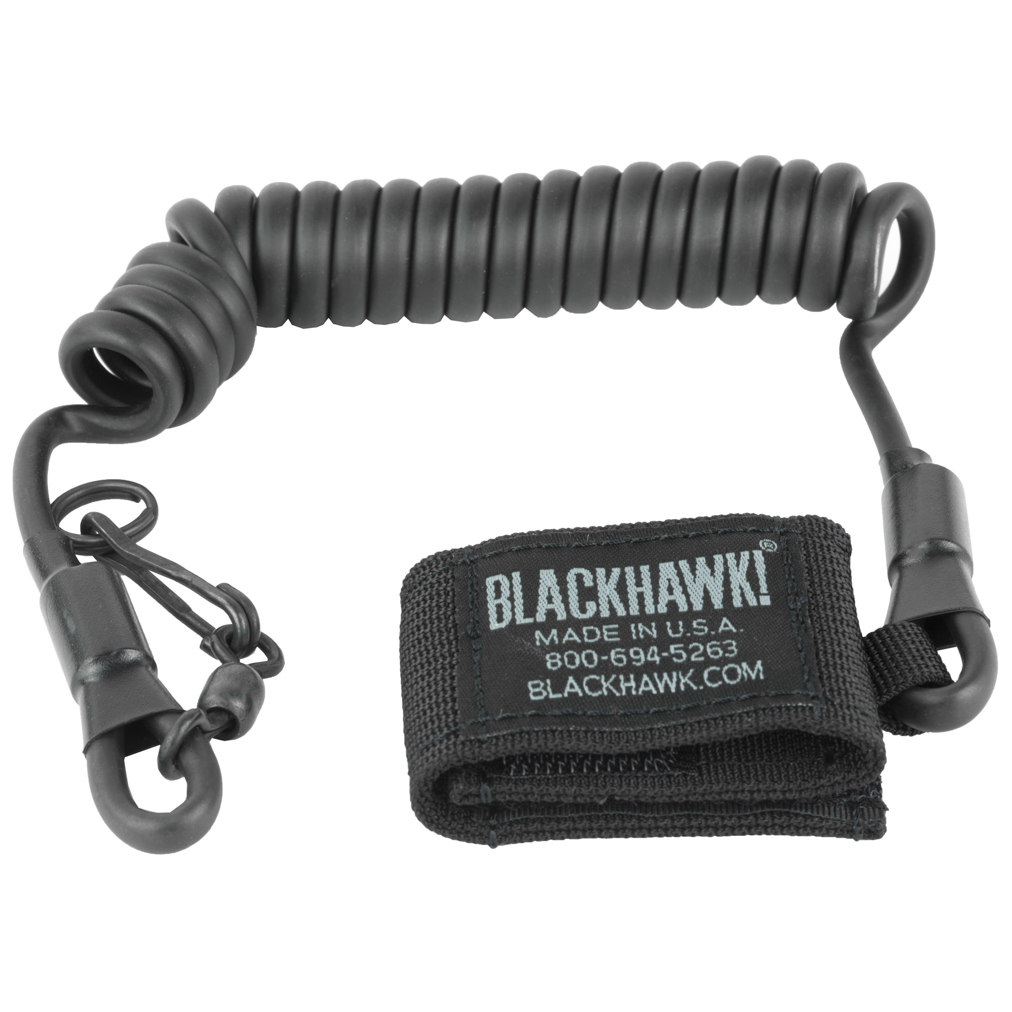 BLACKHAWK Coil Tactical Pistol Nylon Lanyard – Black