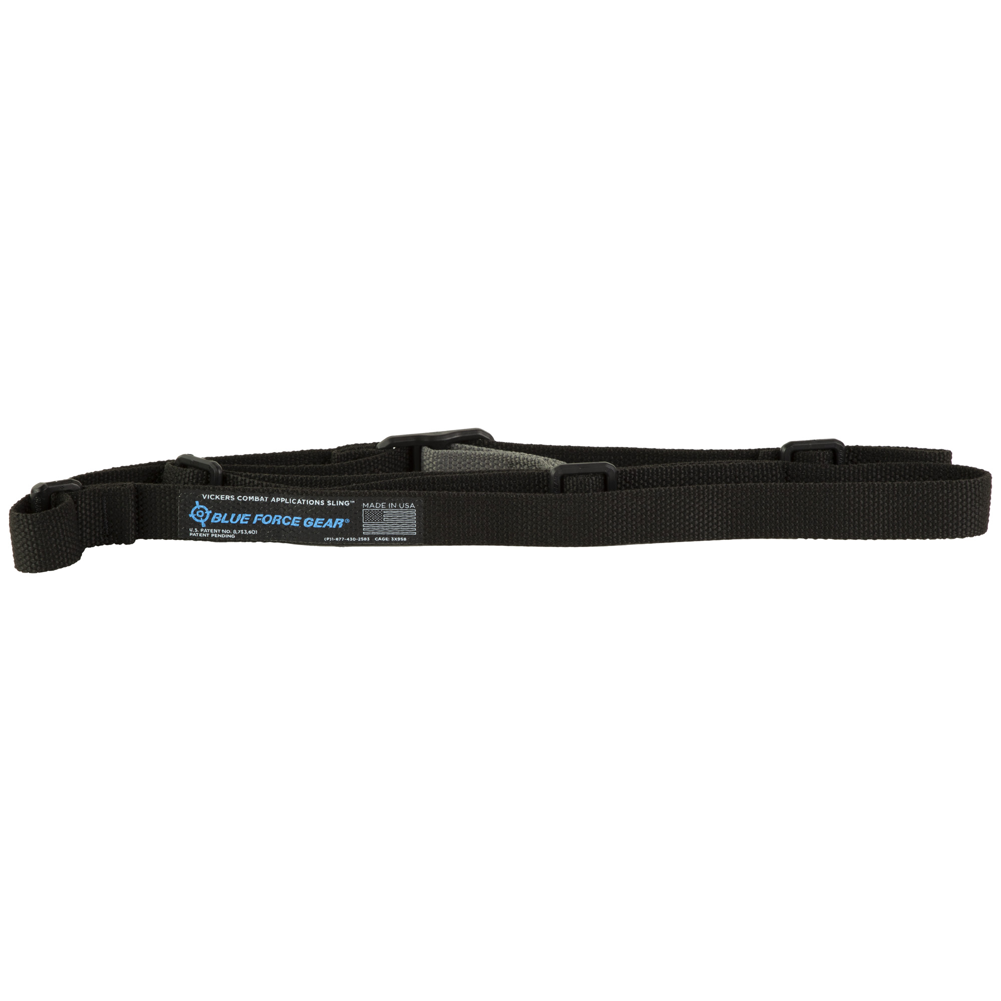 Blue Force Gear Vickers ONE Sling No Quick Release Attached with TriGlide instead of Loop Lock – Black