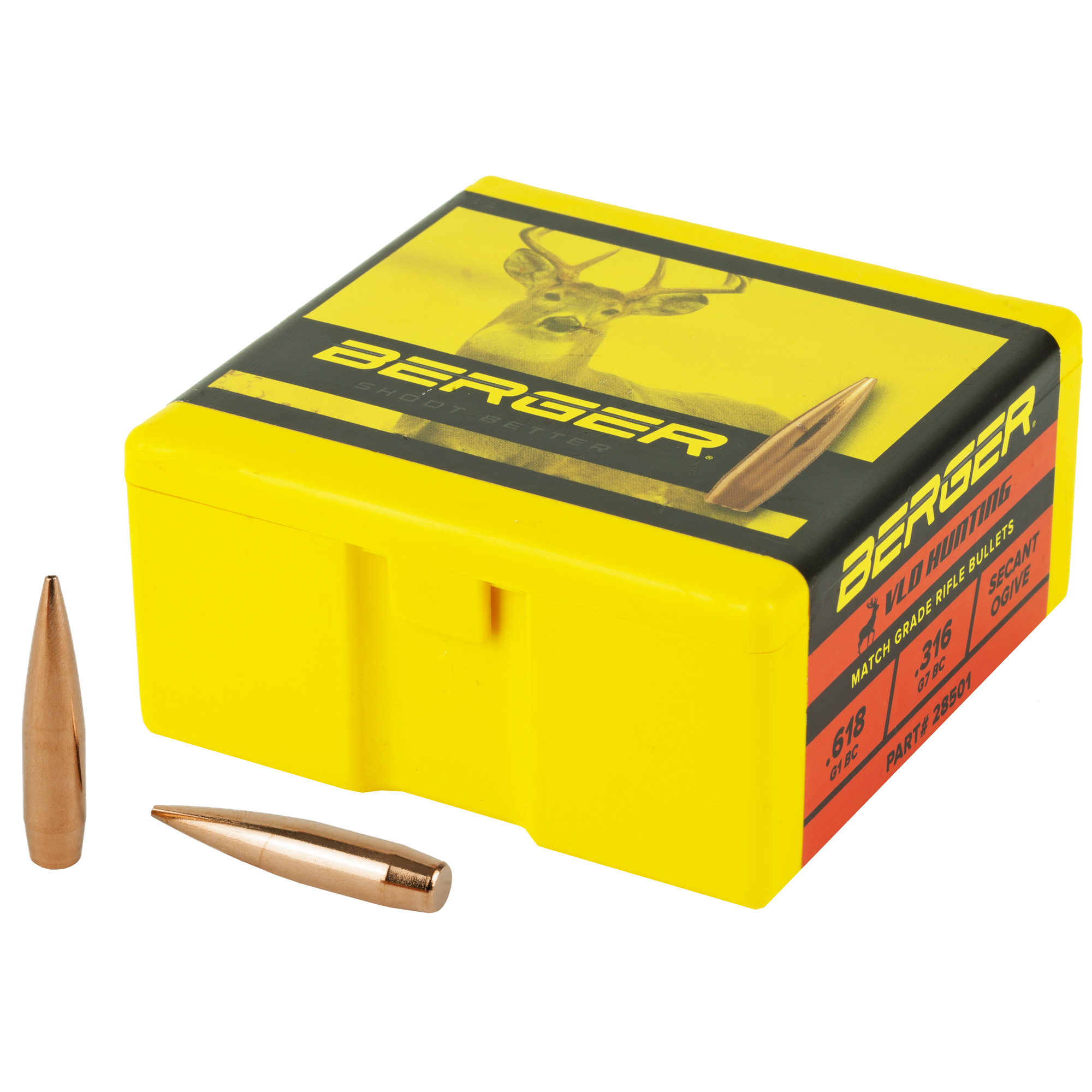 Berger Bullets 7MM .284 168gr Lead and Copper VLD Hunting – 100