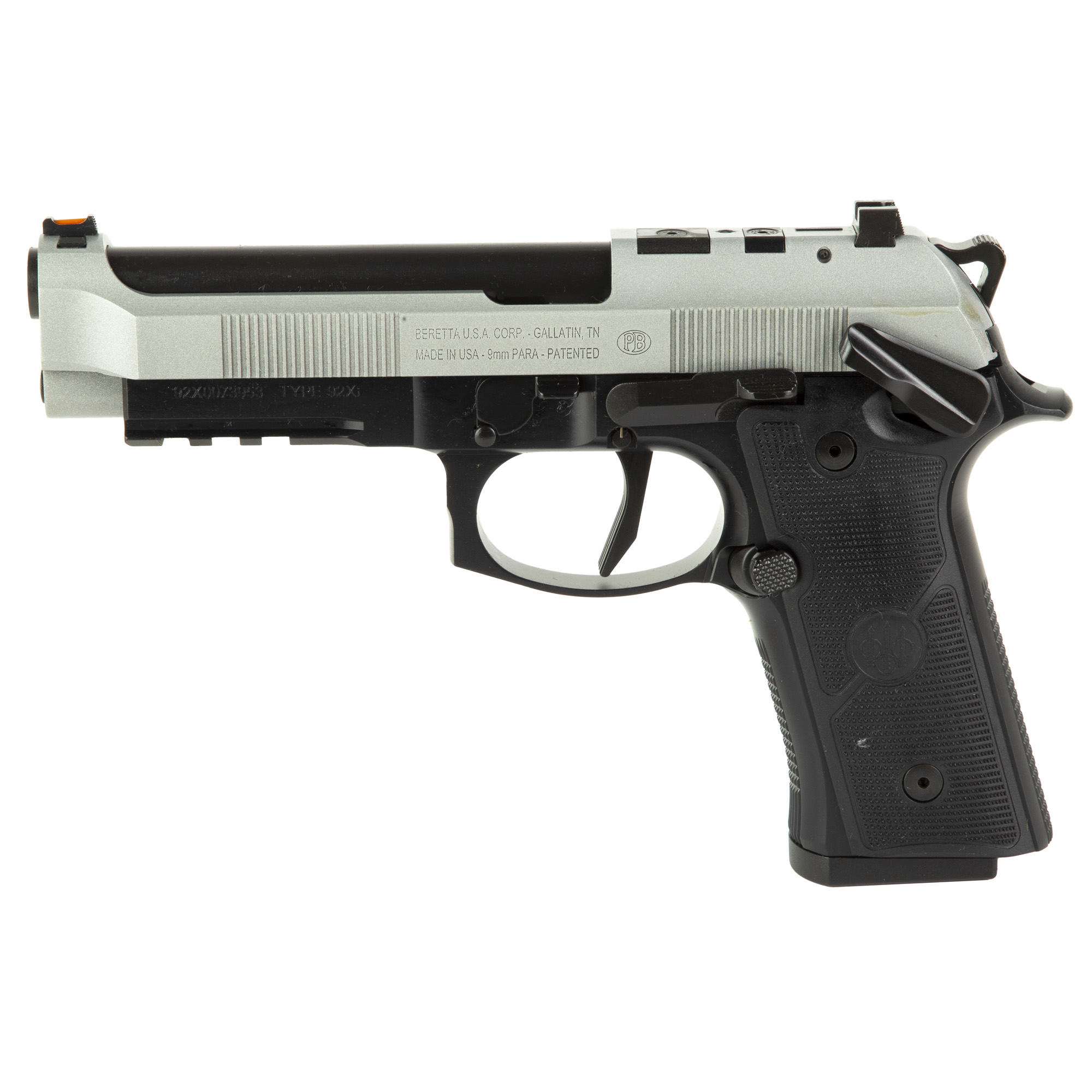 Beretta 92XI Single Action Only 4.7″ 9mm 10rd Fiber Optic – Black