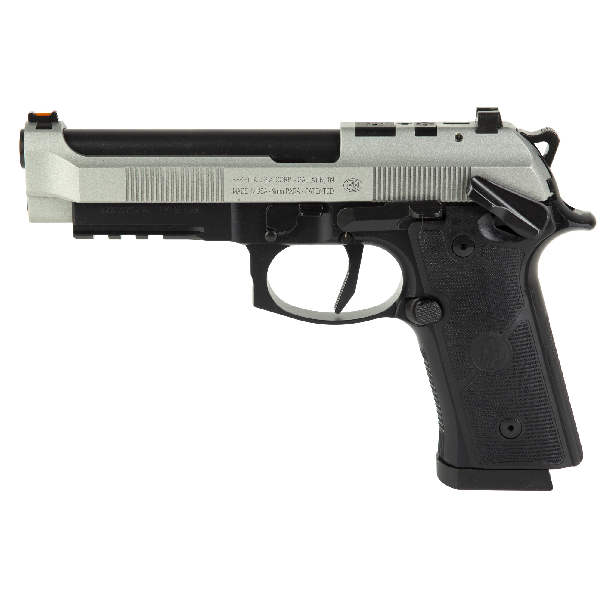 Beretta 92XI Single Action Only 4.7″ 9mm 18rd Fiber Optic – Black