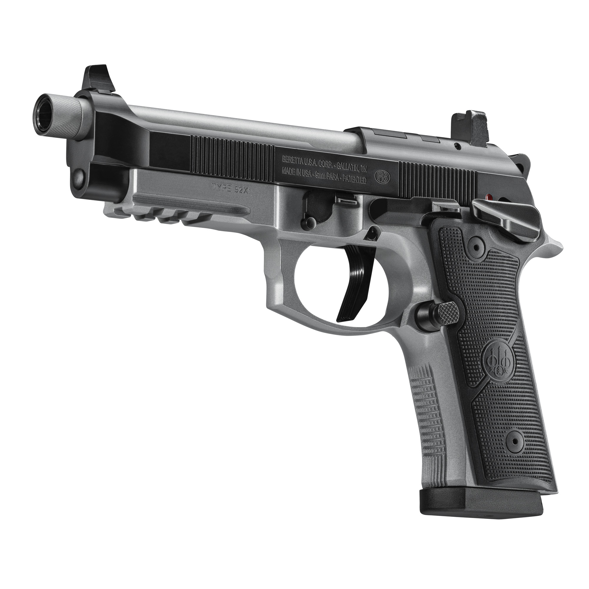 Beretta 92XI SAO Tactical Single Action Only 5.1″ 9mm 15rd Suppressor Sights – Black, Silver