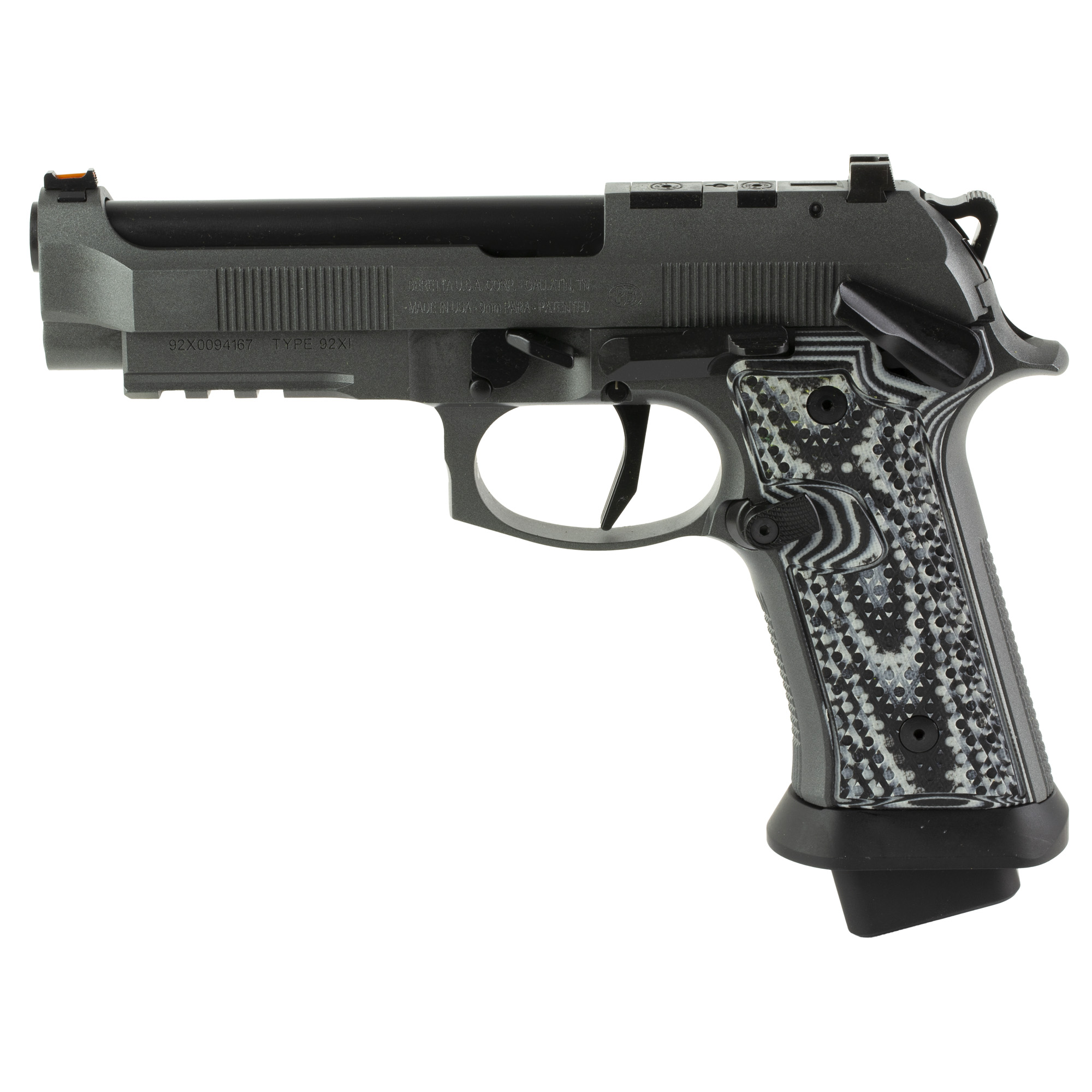 Beretta 92XI Squalo Single Action Only 4.7″ 9mm 22rd Fiber Optic – Black