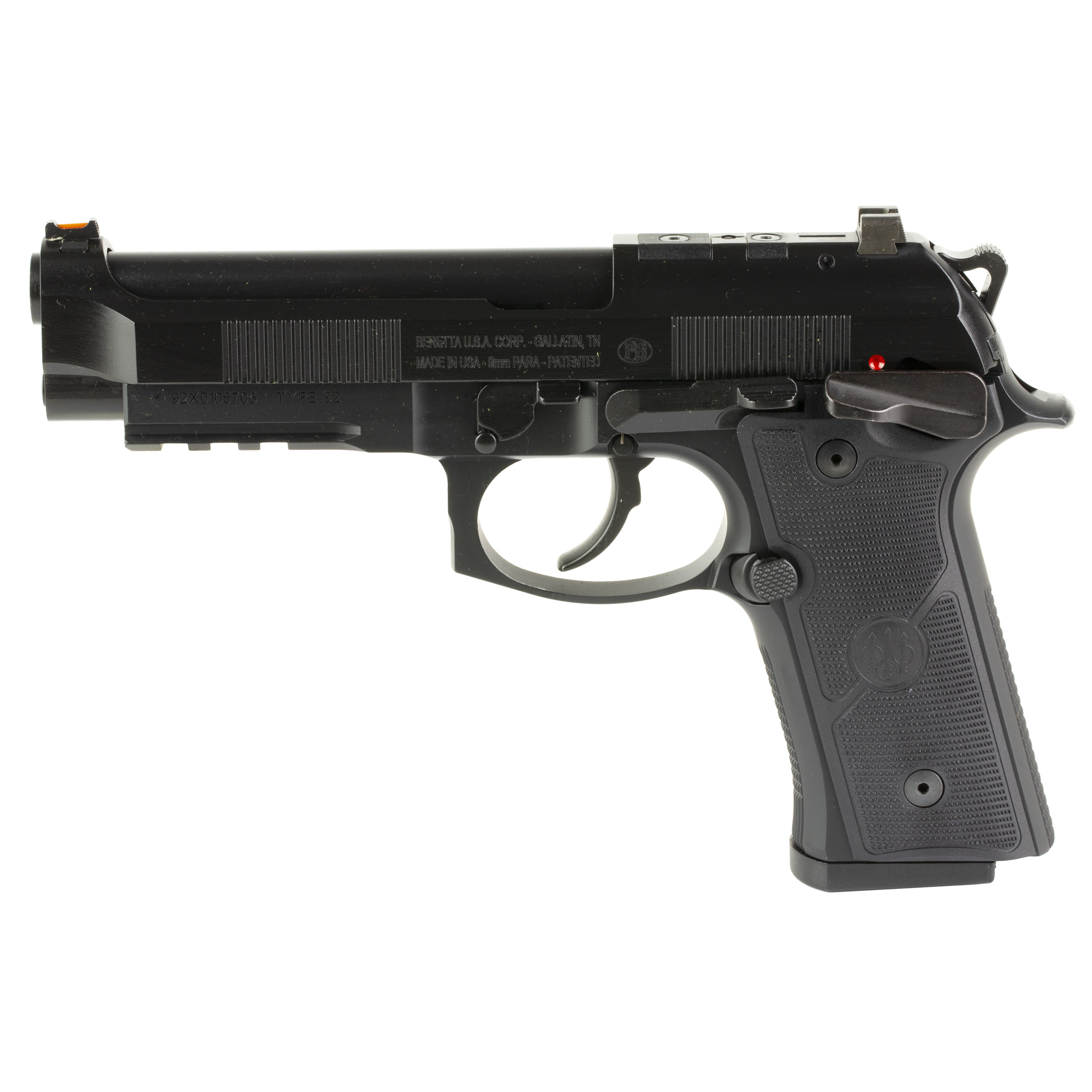 Beretta 92GTS DA/SA 4.7″ 9mm 15rd Fiber Optic – Black